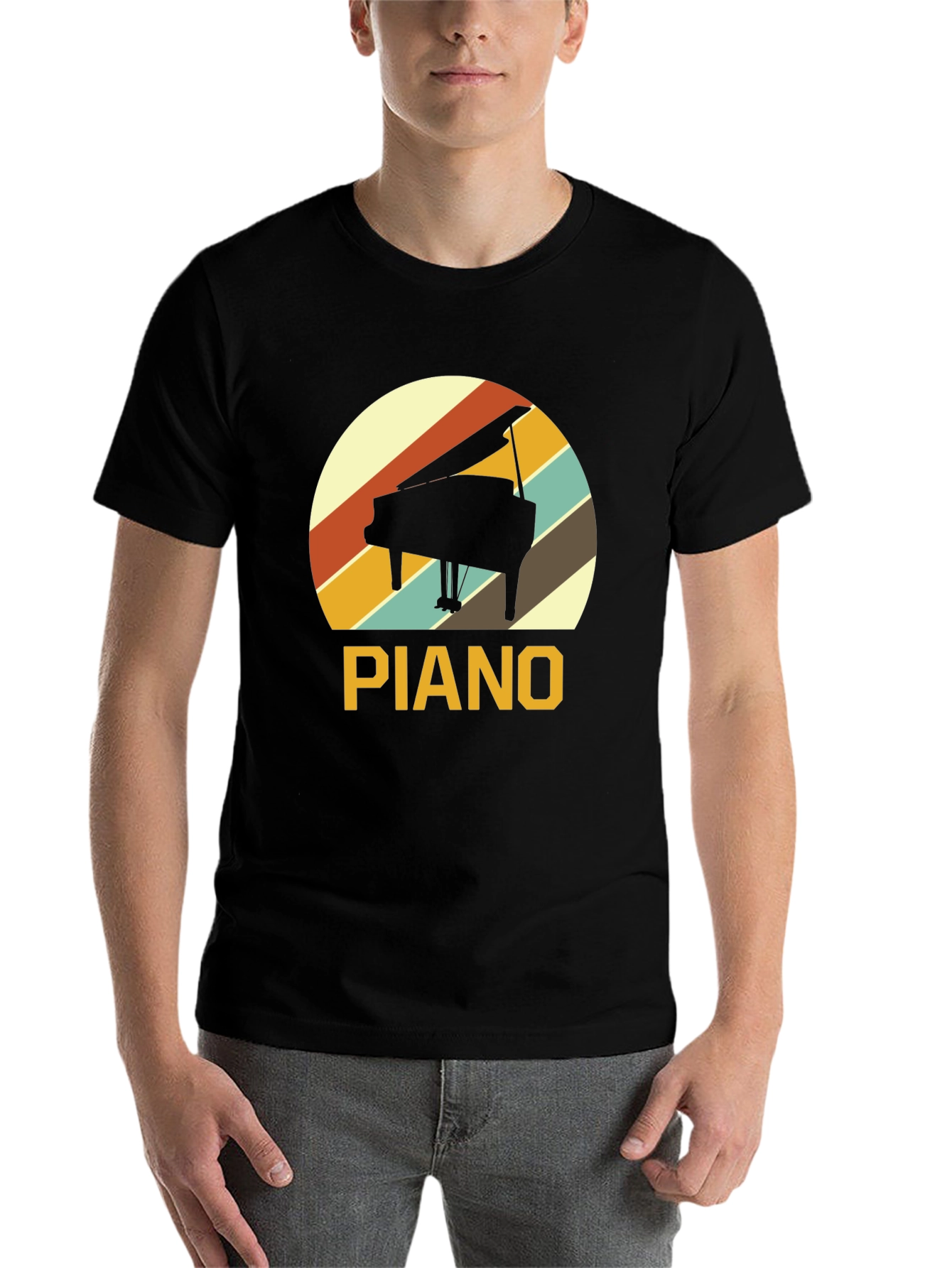 Black Retro Piano T-Shirt - Music Lover Tee view 7