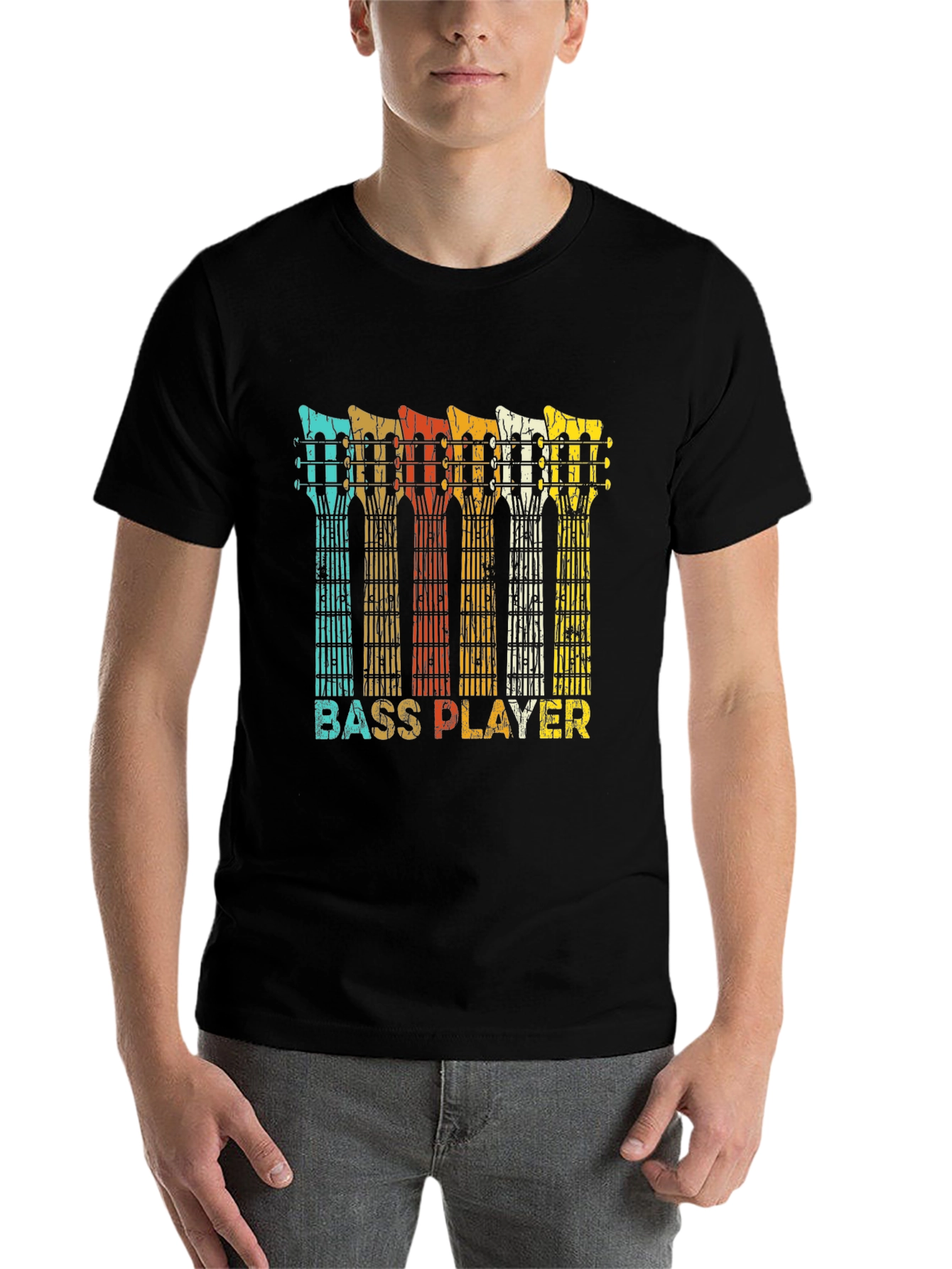Black Bass Player Retro T-Shirt - Music Lover Tee view 7