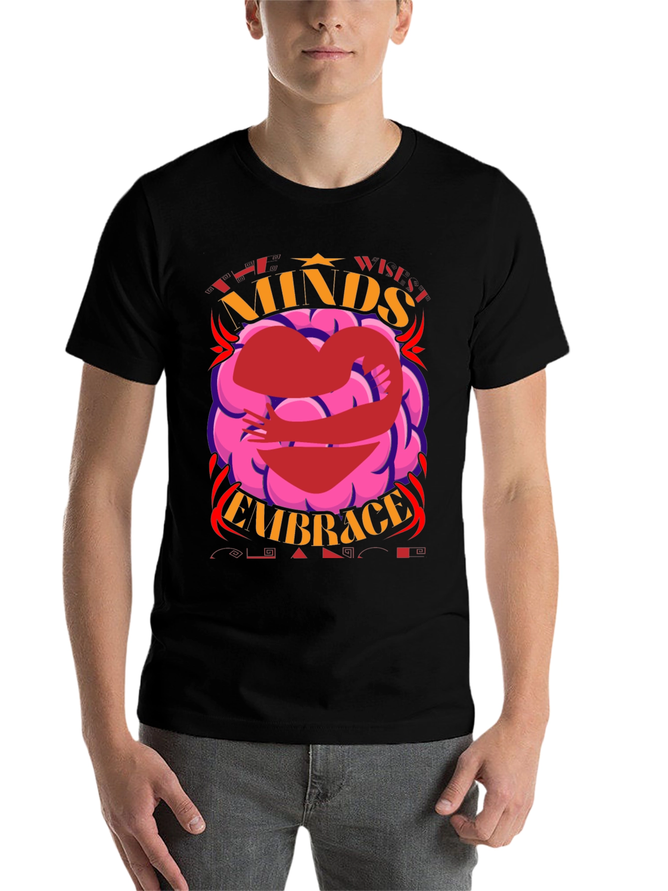 Black Minds Embrace Graphic Tee - Unisex Black T-Shirt view 7