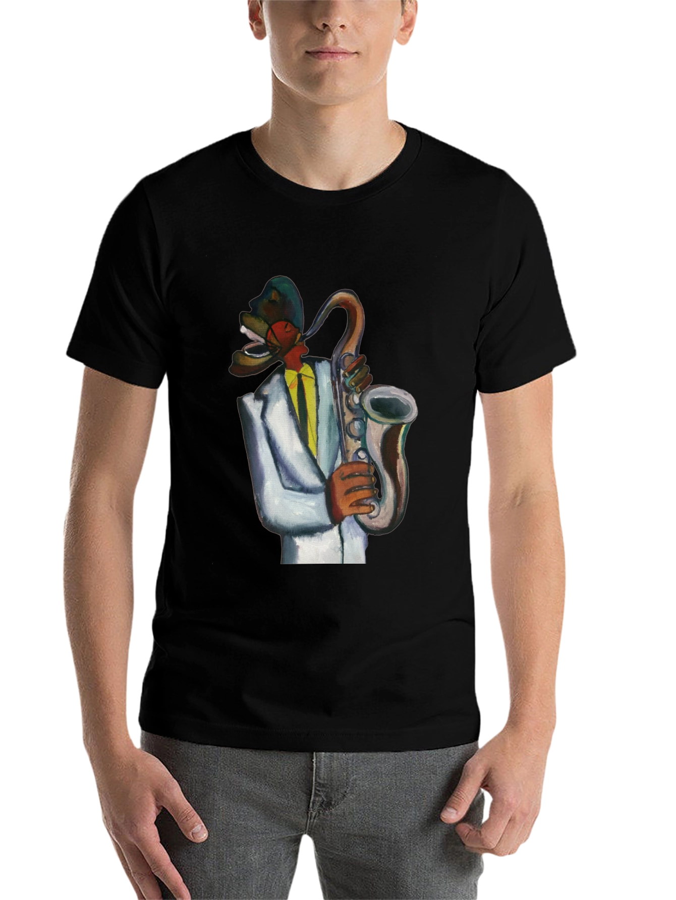 Black Cool Jazz Musician T-Shirt view 7