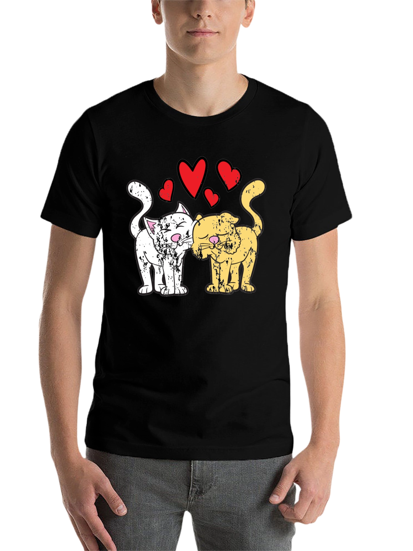 Black Cats in Love T-Shirt Black view 7