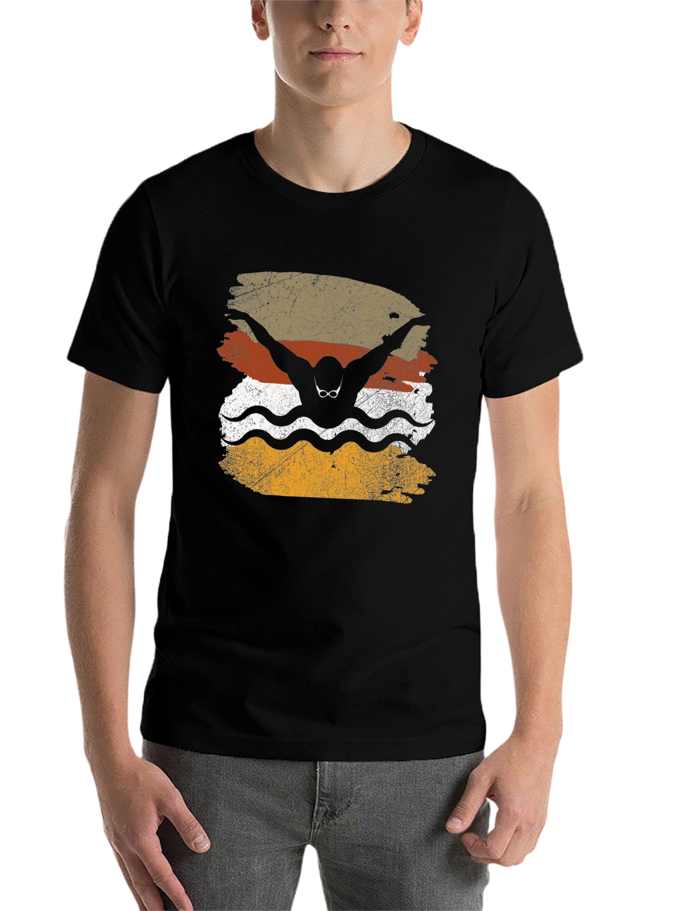 Vintage Swimmer T-Shirt - Black - 7