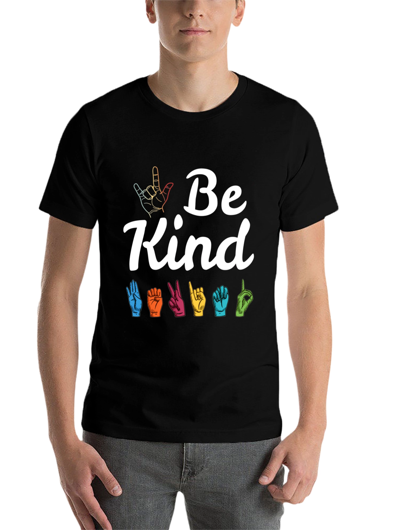 Black Be Kind Sign Language Graphic Tee view 7
