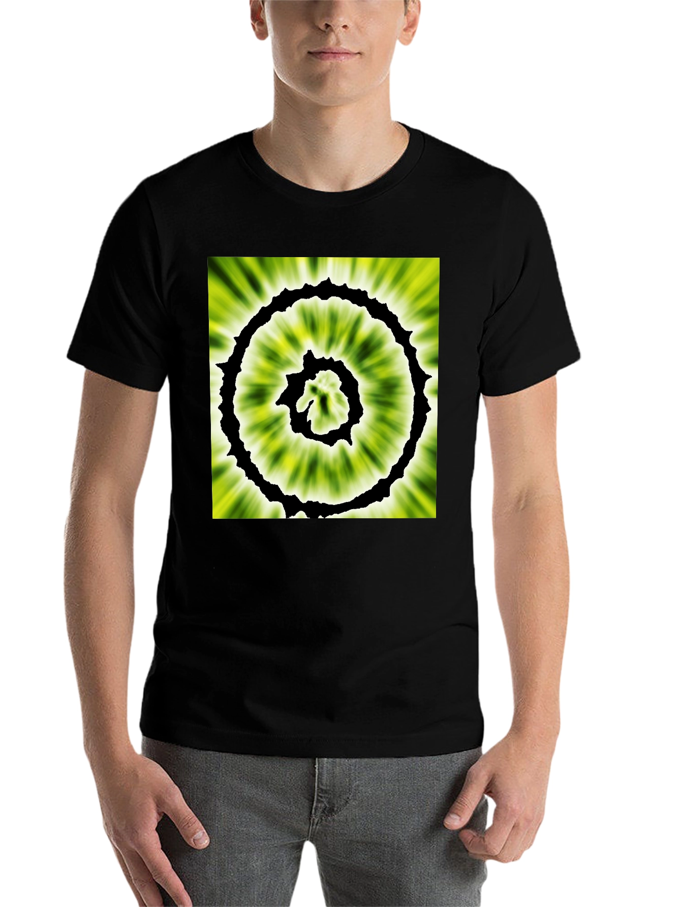 Black Abstract Spiral Graphic Black T-Shirt view 7