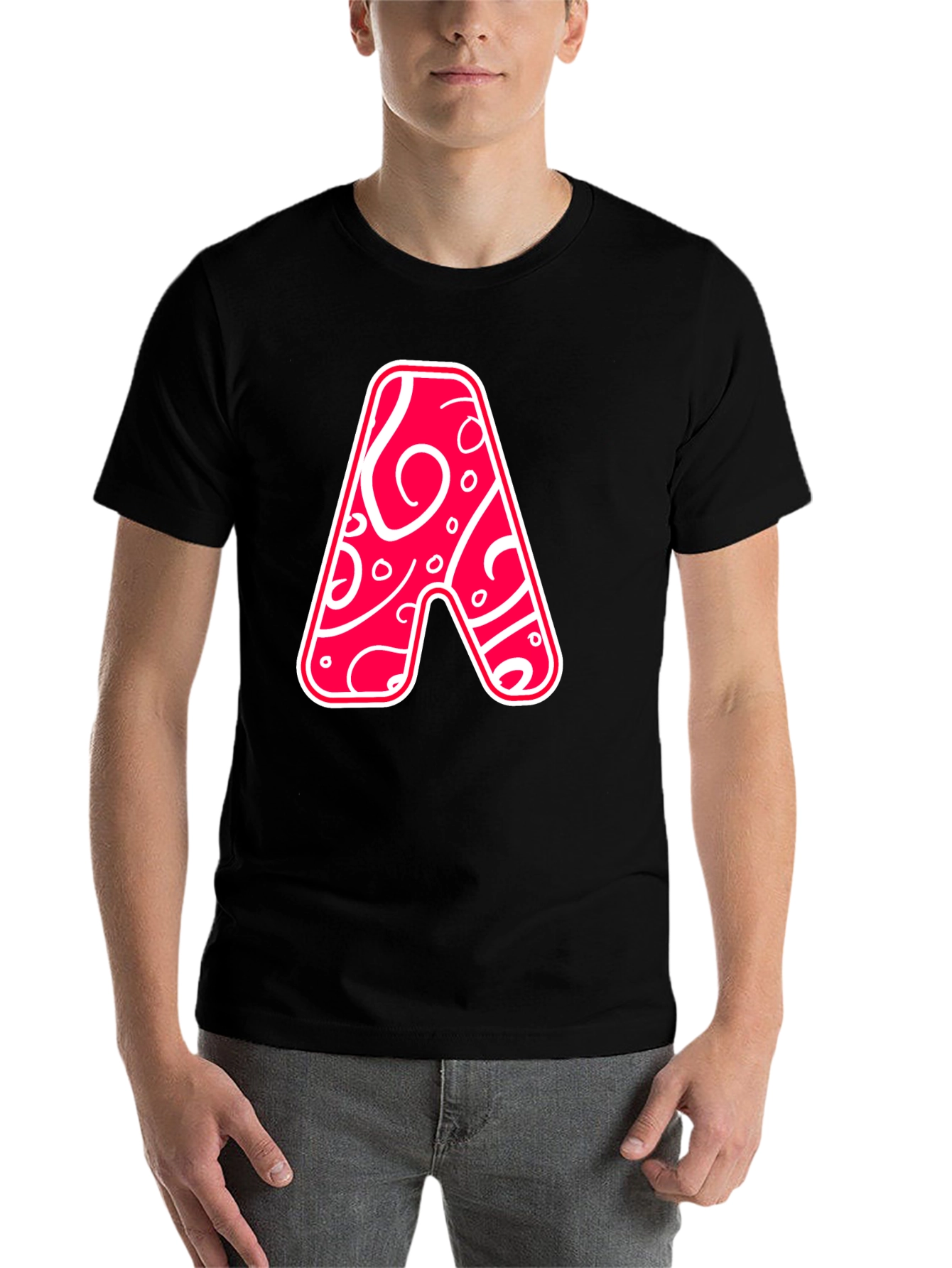 Black Funky Letter A Graphic Tee view 7