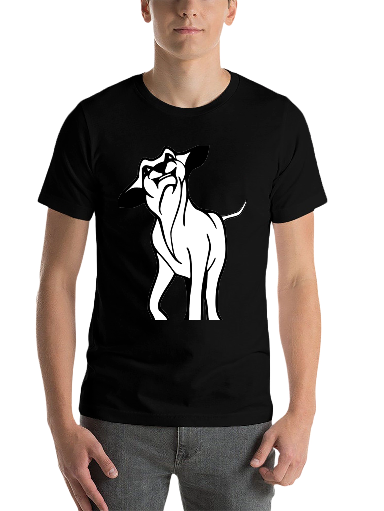Black Cool Lion Graphic Black T-Shirt view 7