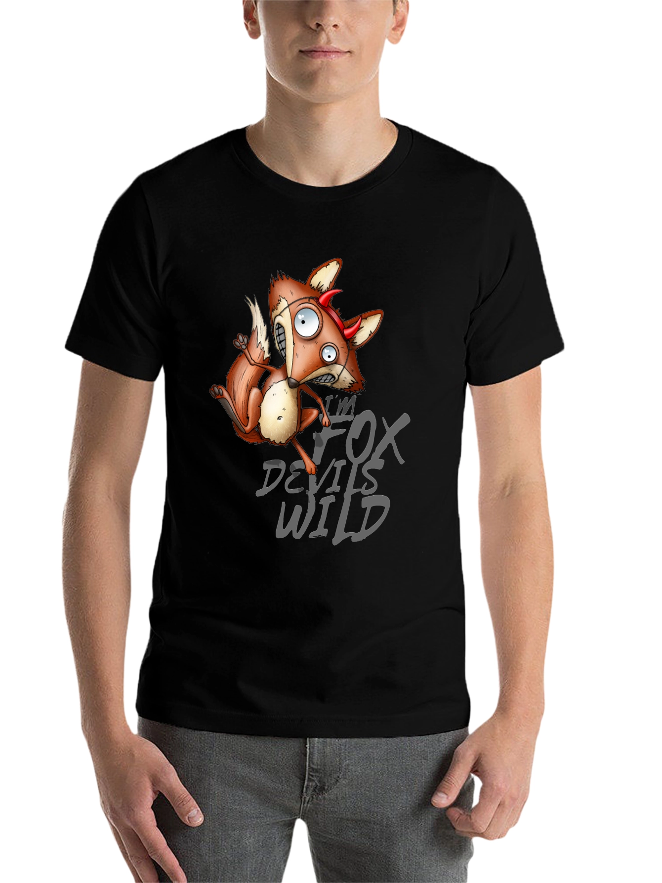 Black I'm Fox Devils Wild Graphic T-Shirt view 7