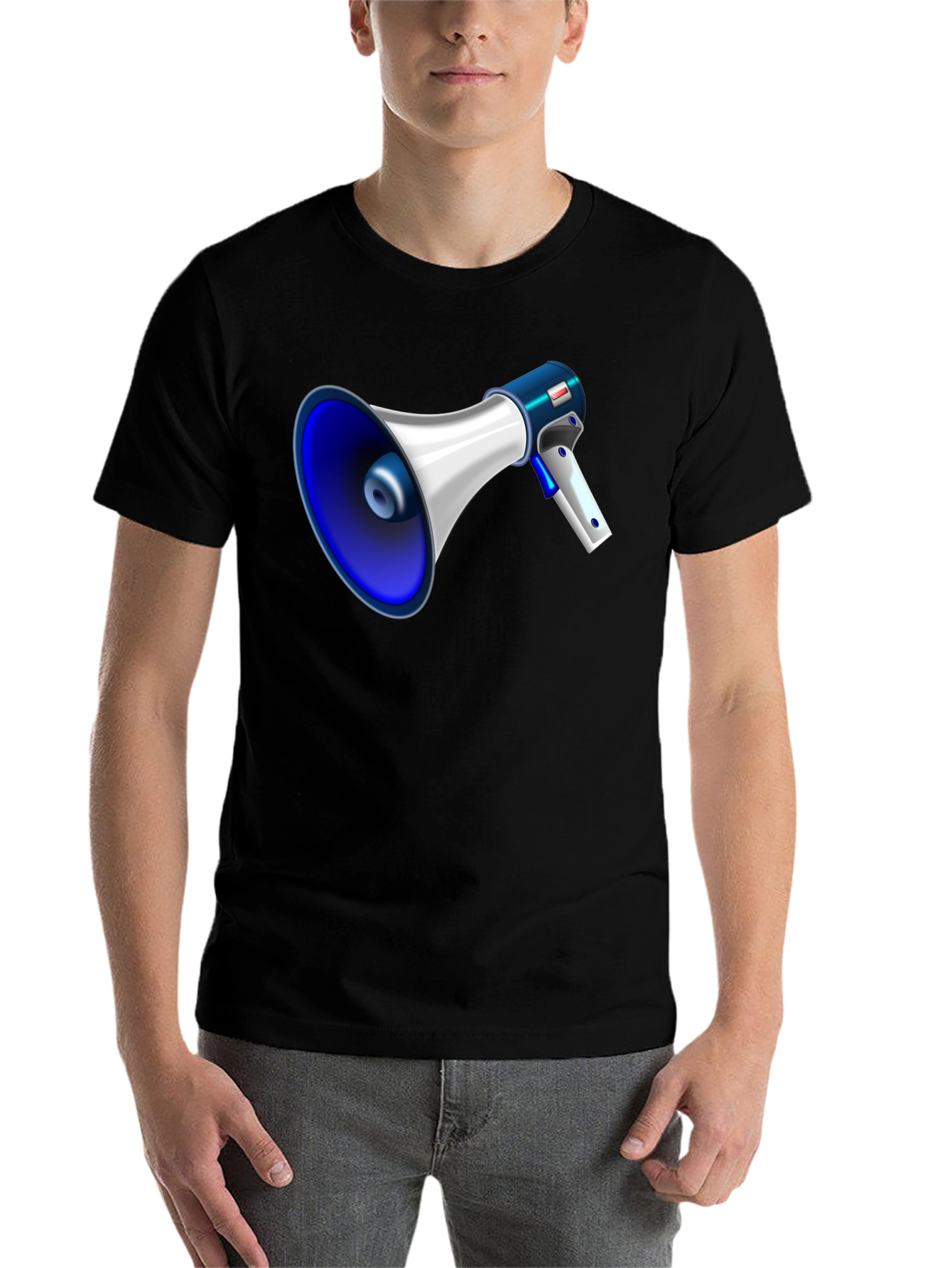 Black Megaphone Graphic Tee - Bold Black T-Shirt view 7