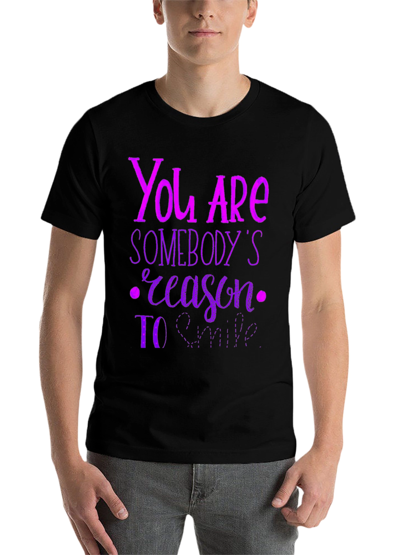 Black Inspirational Graphic T-Shirt - You Are Somebody's Reason To Smile view 7