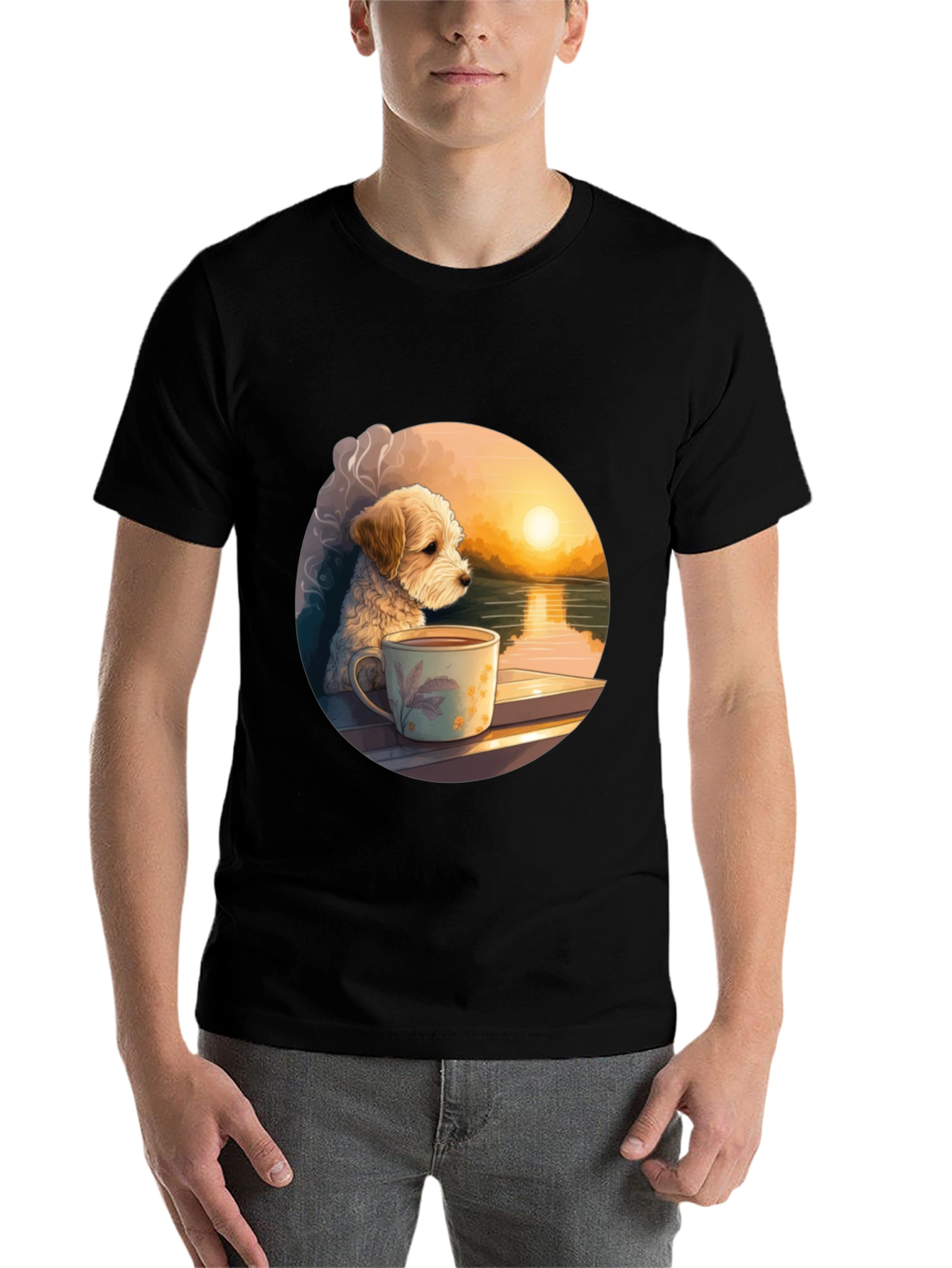 Black Dog & Coffee Sunset Graphic Tee view 7