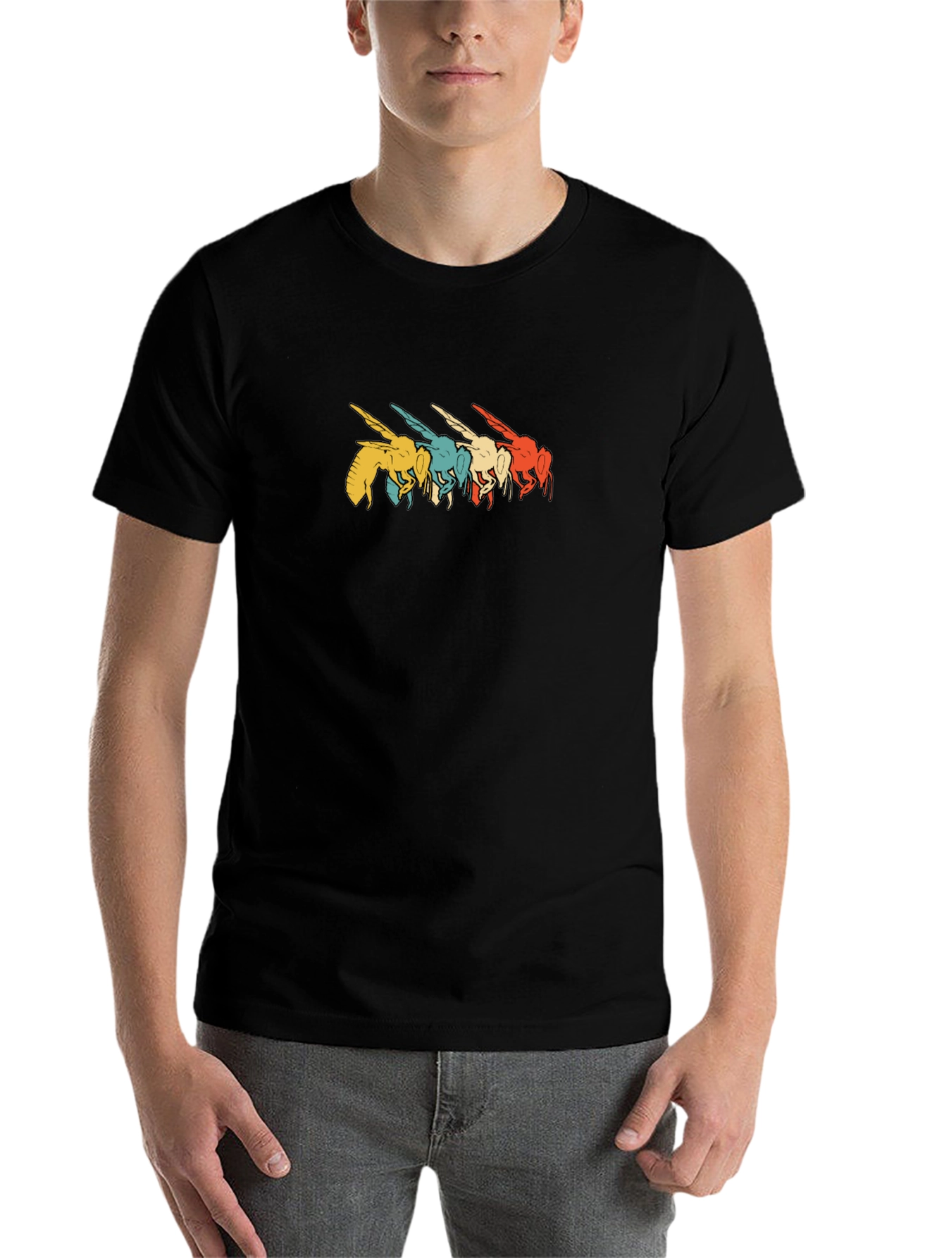 Black Retro Bee Graphic T-Shirt - Black view 7