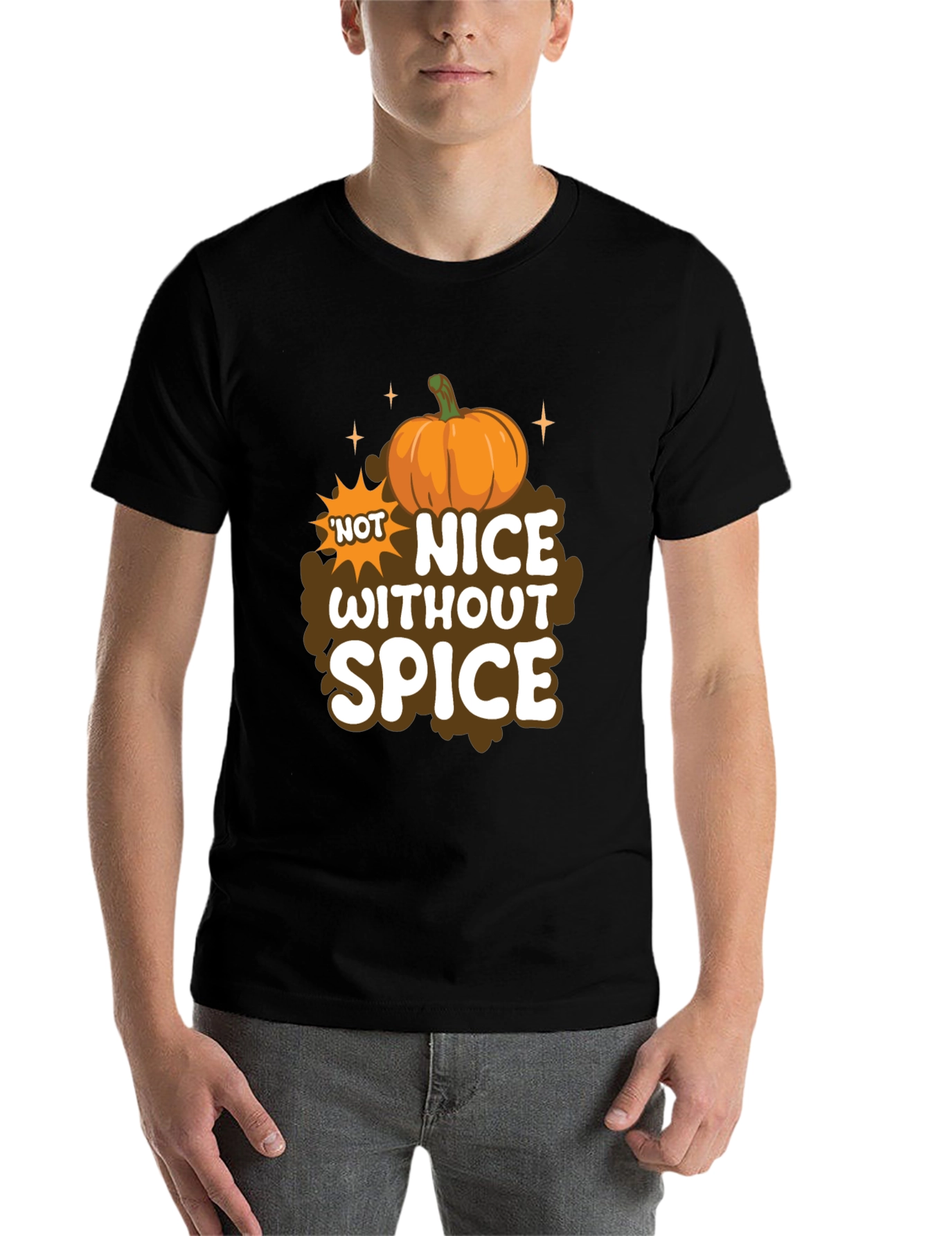 Black Not Nice Without Spice Pumpkin T-Shirt view 7