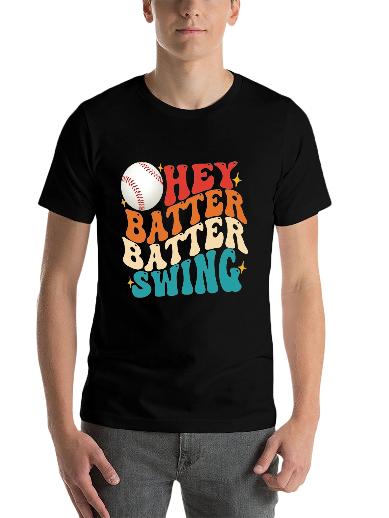Black Hey Batter Batter Swing Baseball T-Shirt view 7