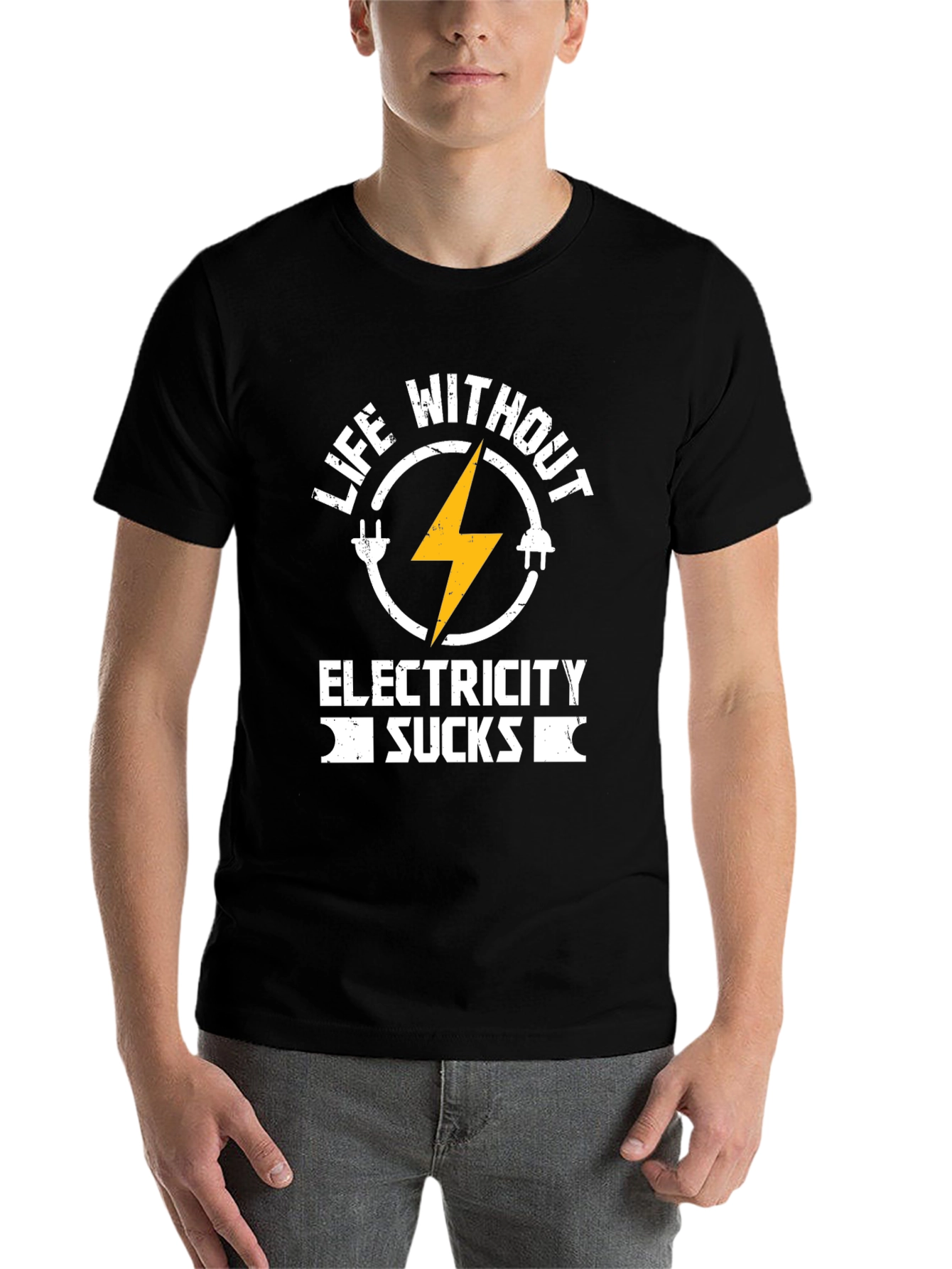 Black Life Without Electricity Sucks T-Shirt view 7