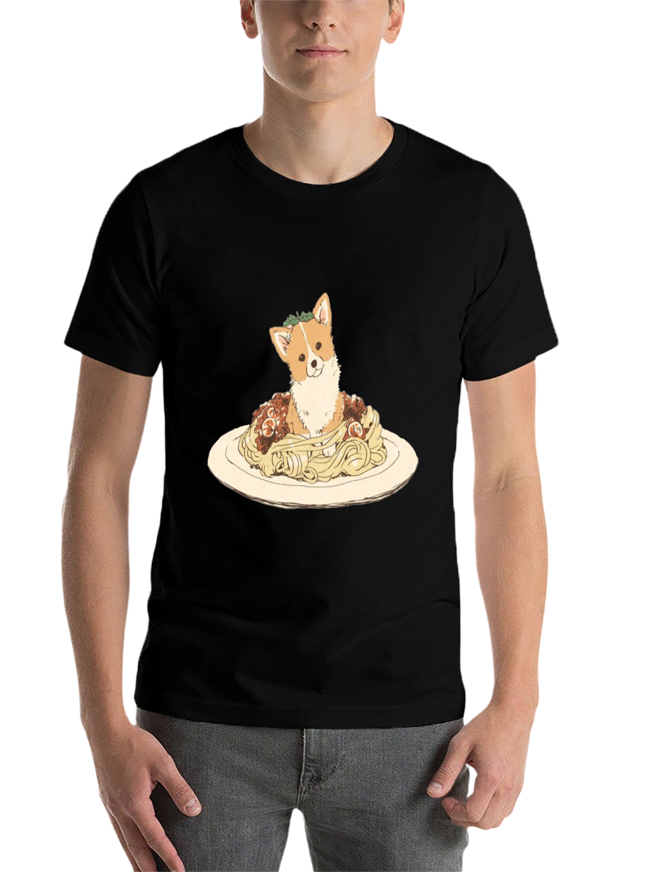 Black Corgi Spaghetti Graphic Tee view 7