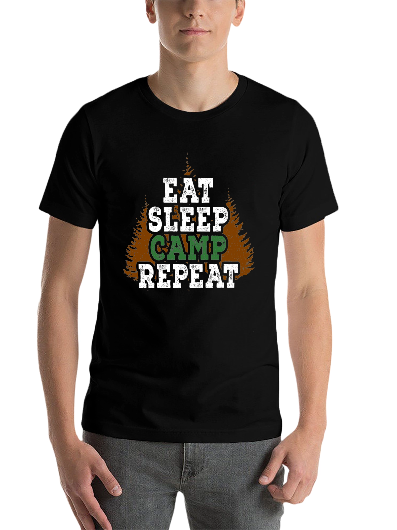 Black Eat Sleep Camp Repeat Graphic T-Shirt view 7
