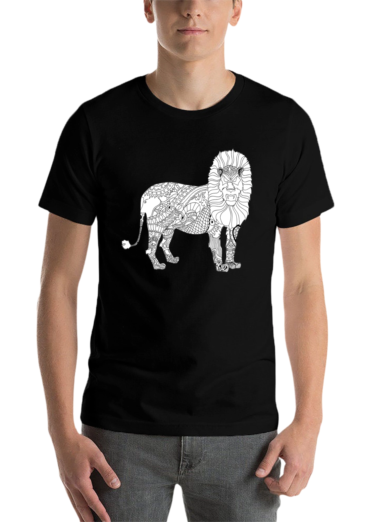 Black Lion Graphic Print Crew Neck T-Shirt view 7
