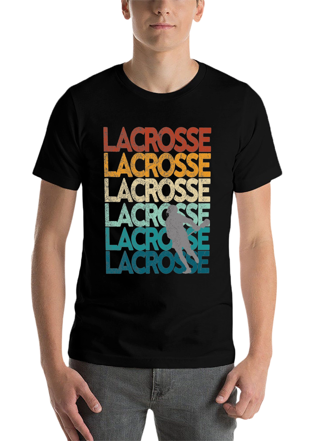 Retro Lacrosse Player Graphic Tee - 7