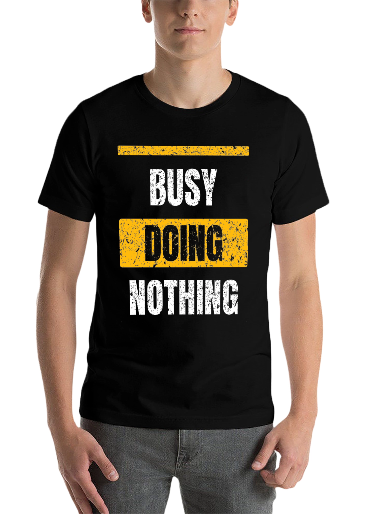 Black Busy Doing Nothing Black Graphic T-Shirt view 7