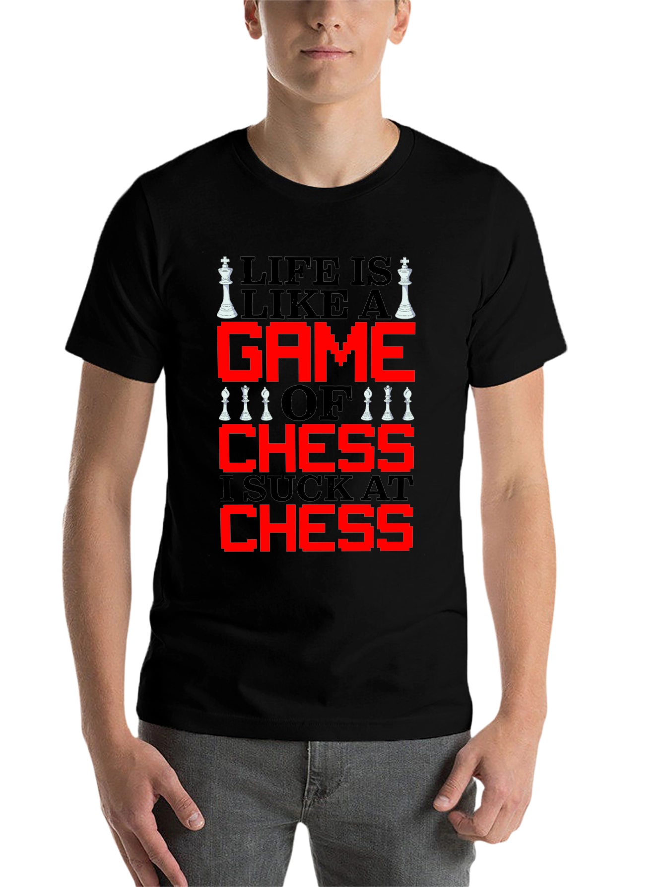 Black Life is Like Chess T-Shirt - Funny Game Tee view 7