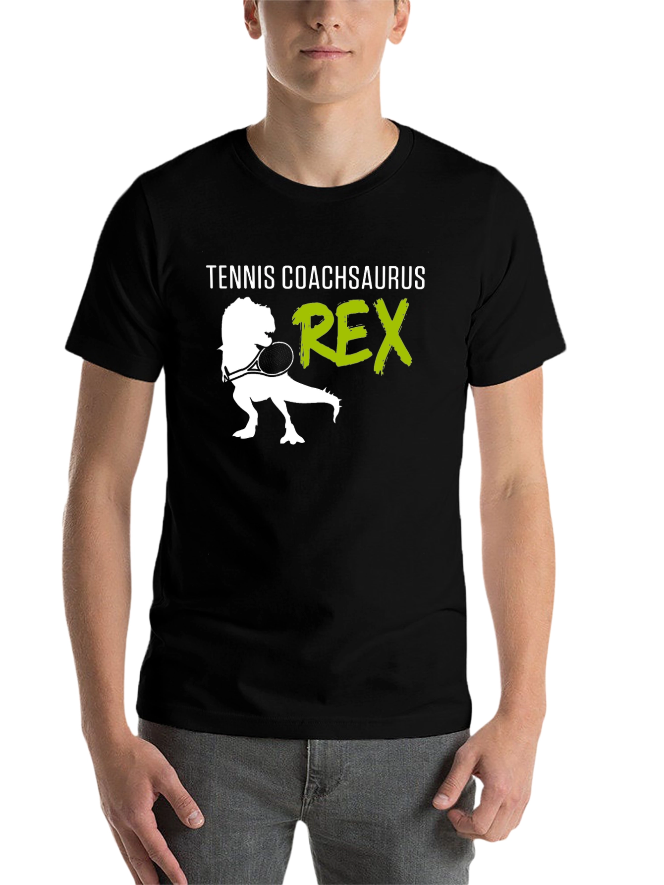 Black Tennis Coach T-Rex Graphic Tee view 7