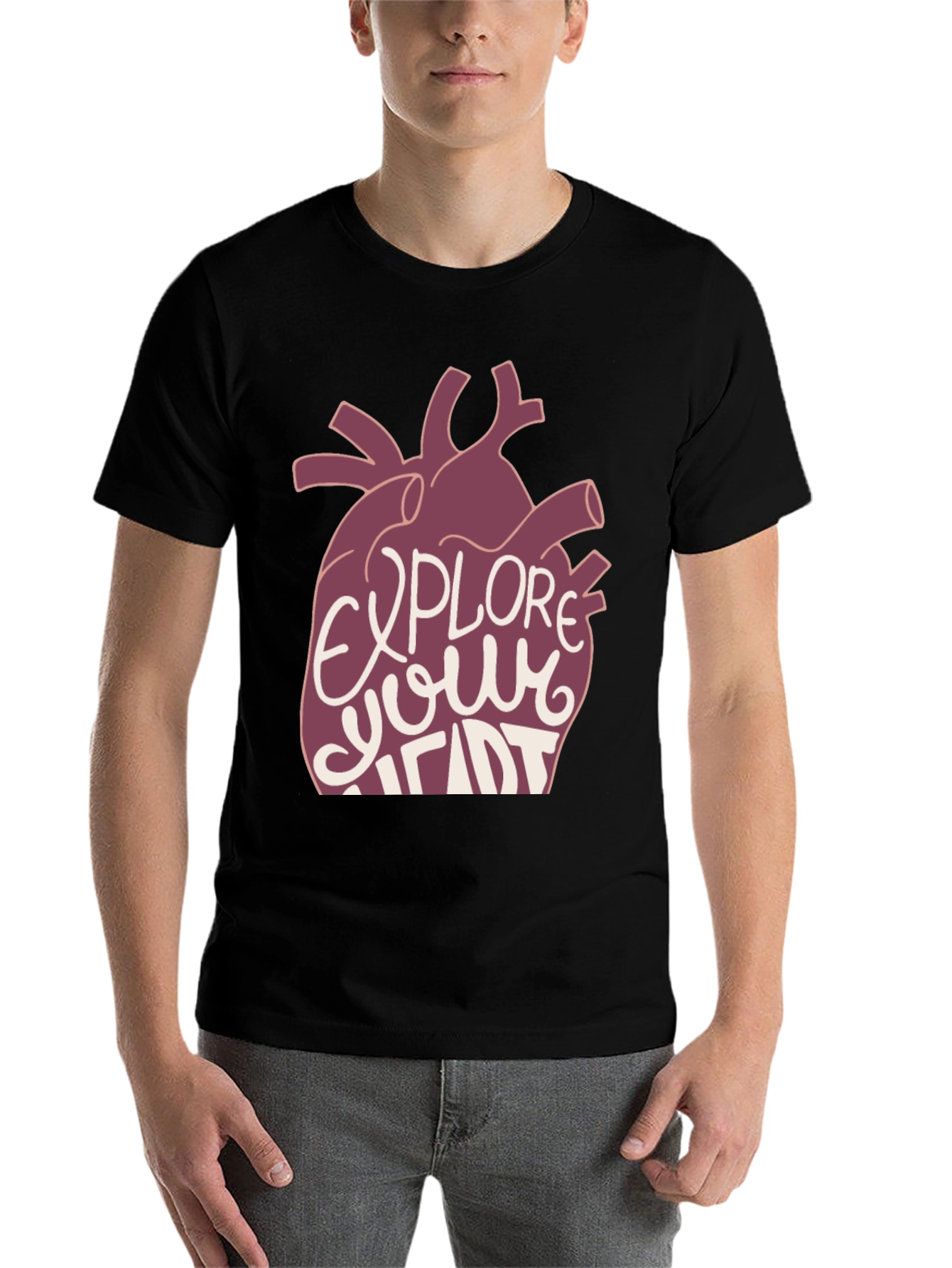 Black Explore Your Heart Graphic Tee - Black view 7