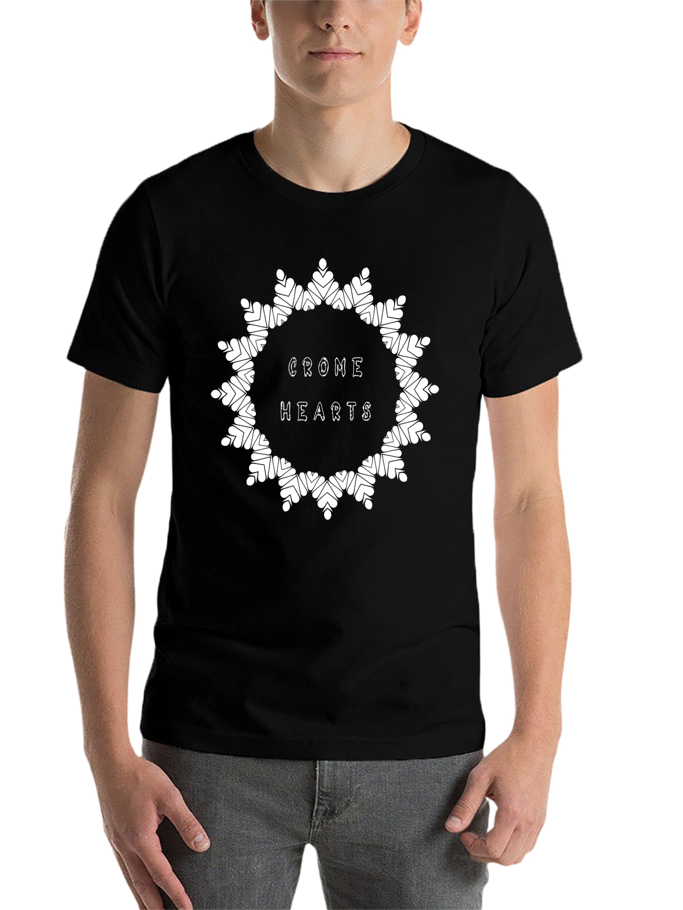 Black Chrome Hearts Style Graphic T-Shirt view 7