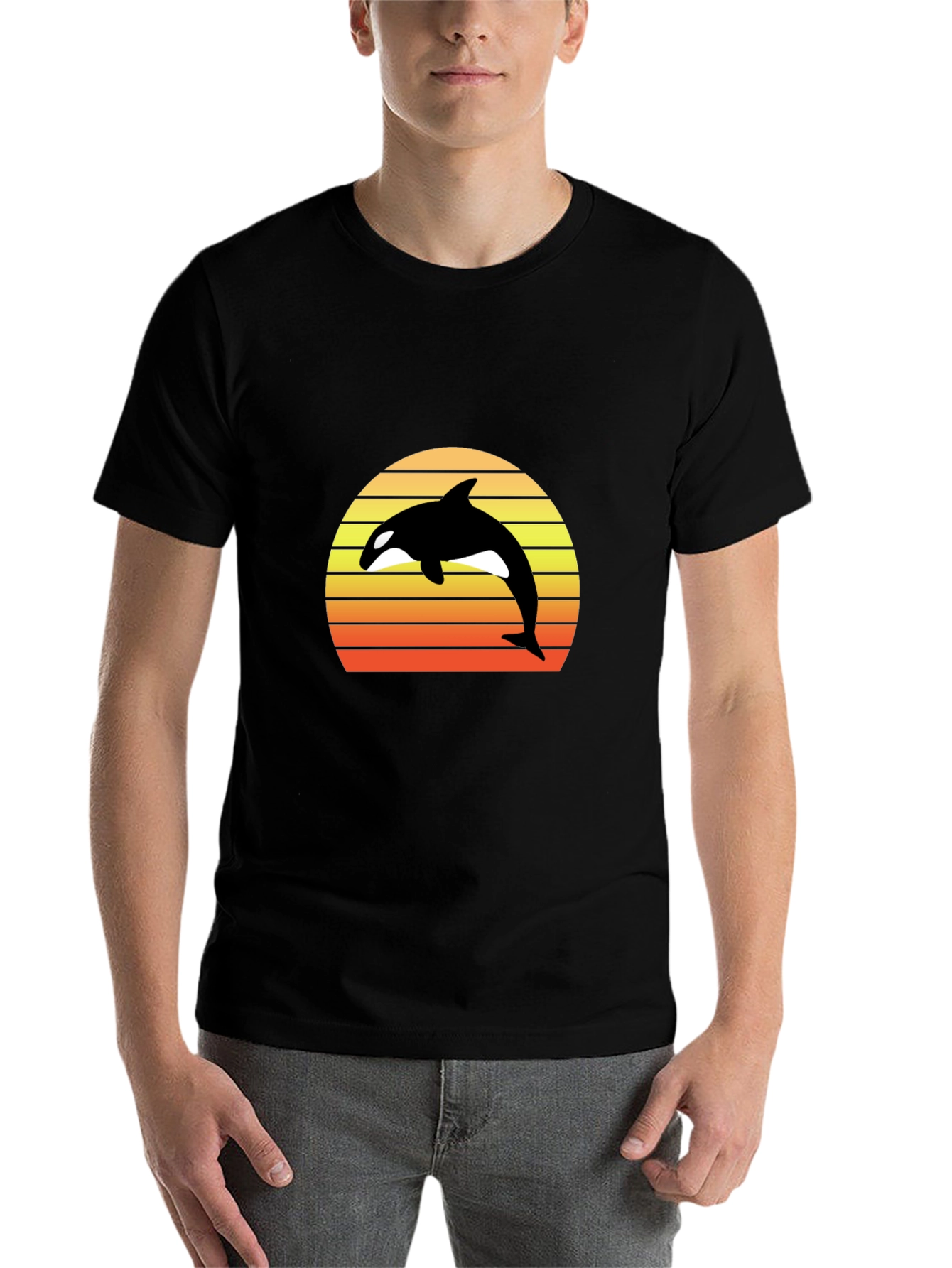 Black Orca Sunset Graphic Tee - Retro Style view 7