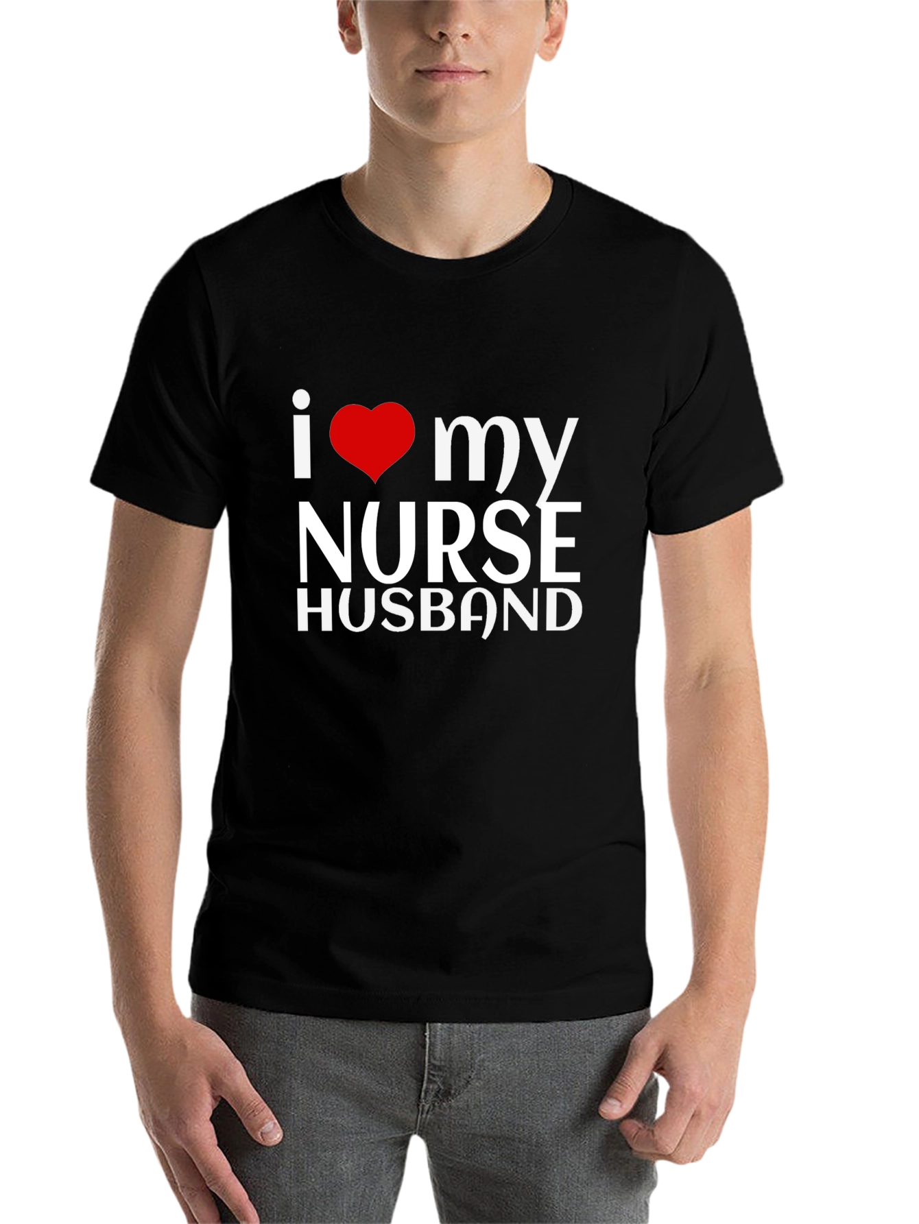 Black I Love My Nurse Husband Black Graphic Tee view 7