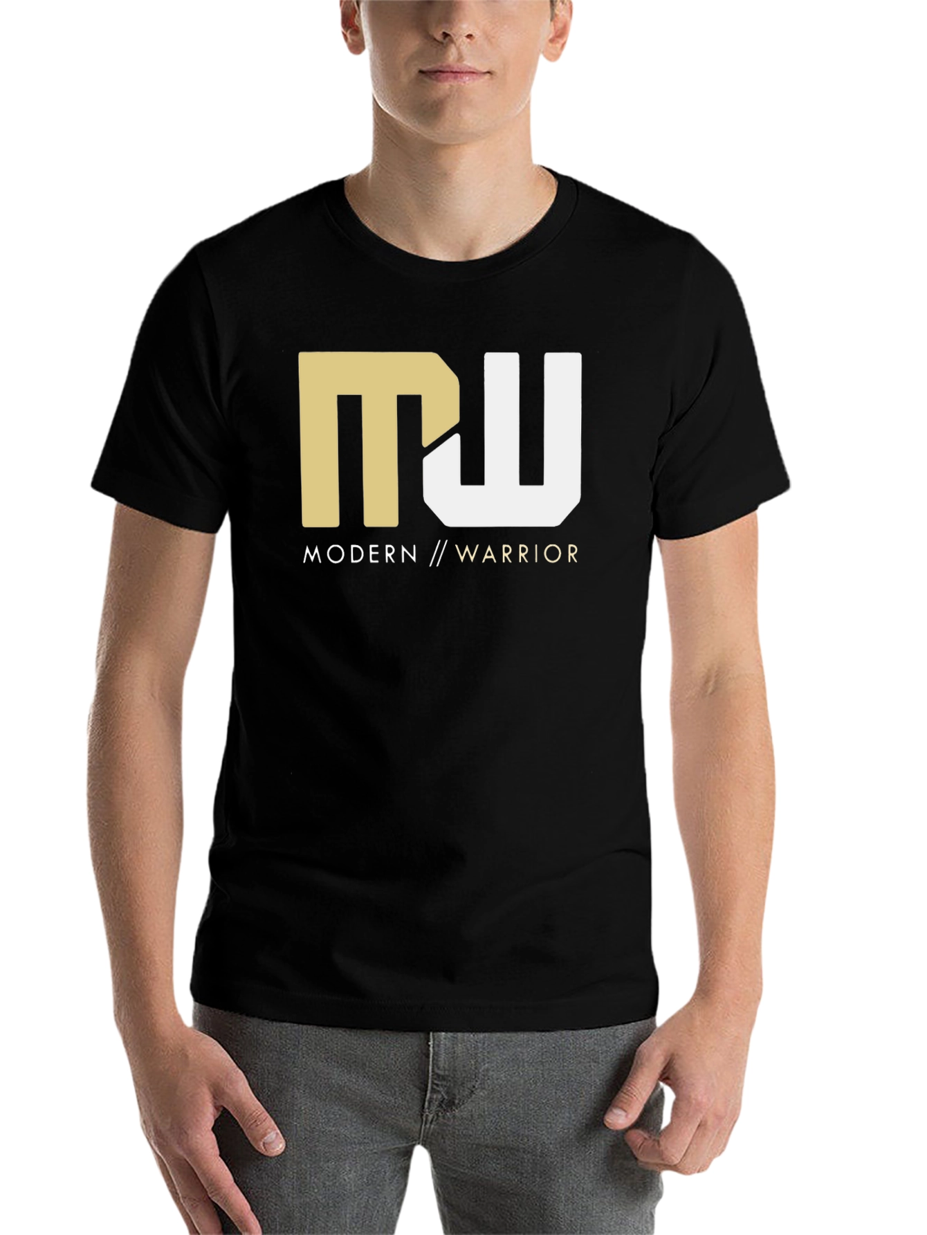 Black Modern Warrior Graphic Tee - Black view 7