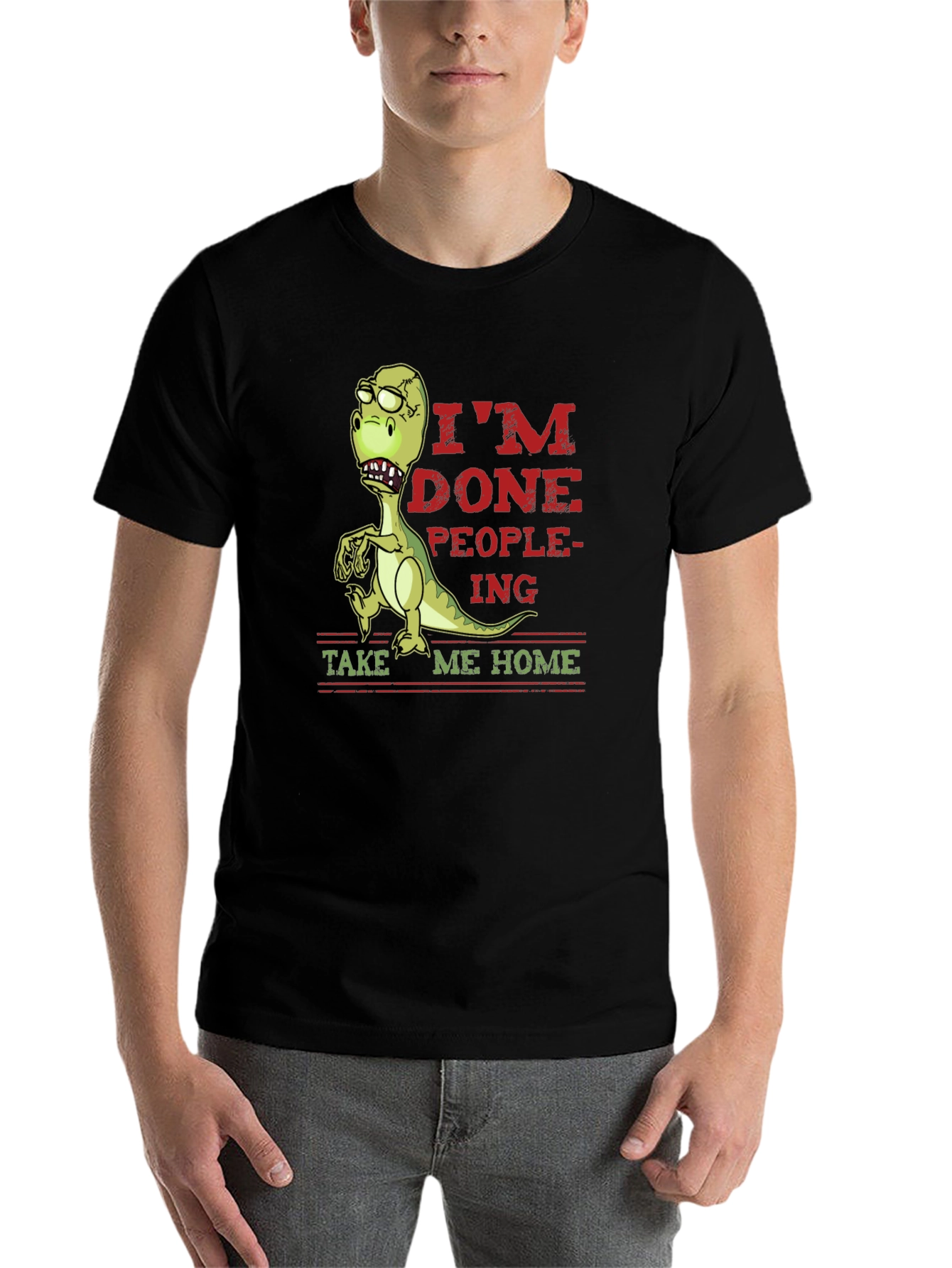 Black I'm Done People-ing Dinosaur Graphic Tee view 7