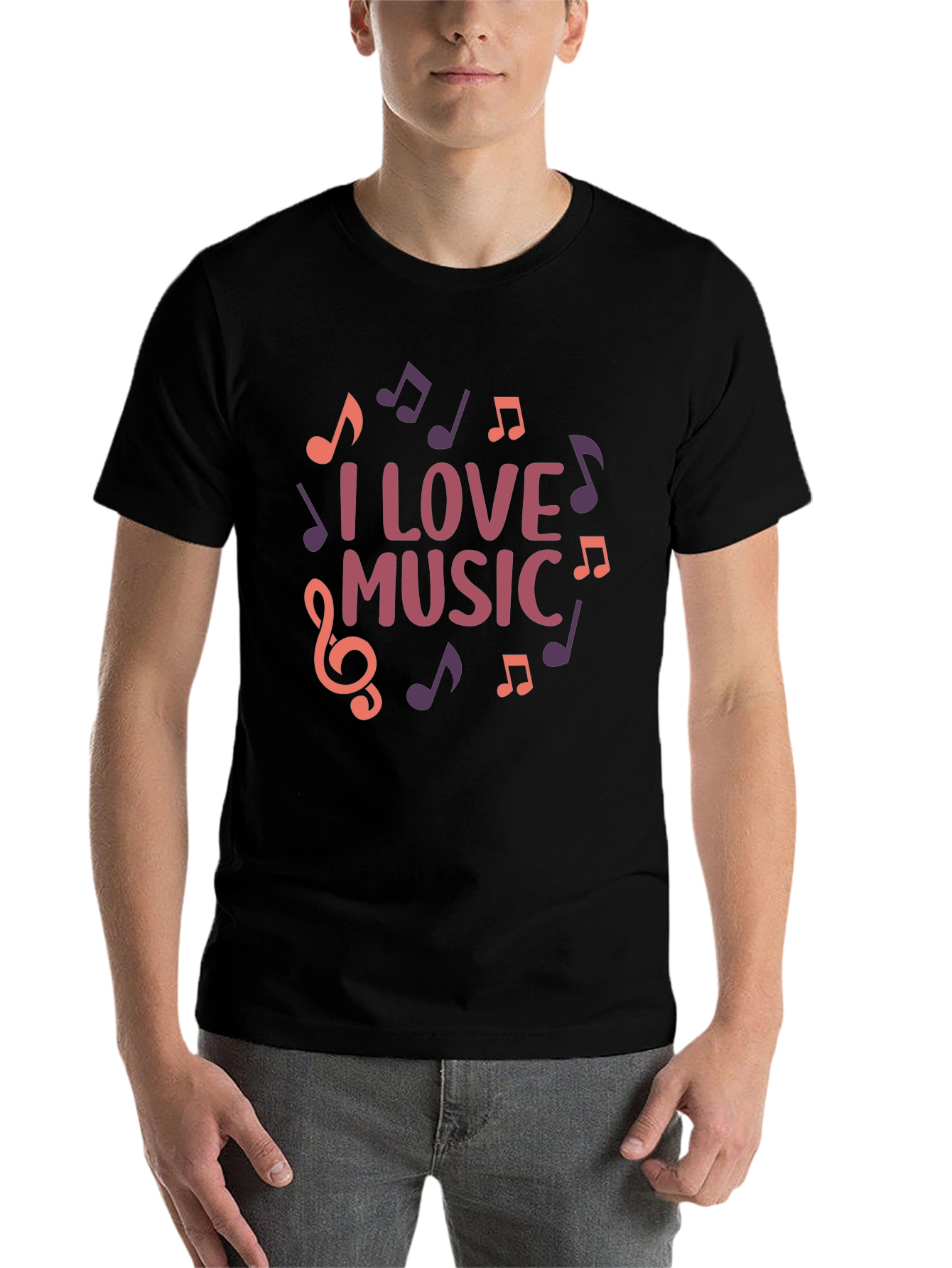 Black I Love Music Graphic Tee - Black T-Shirt view 7