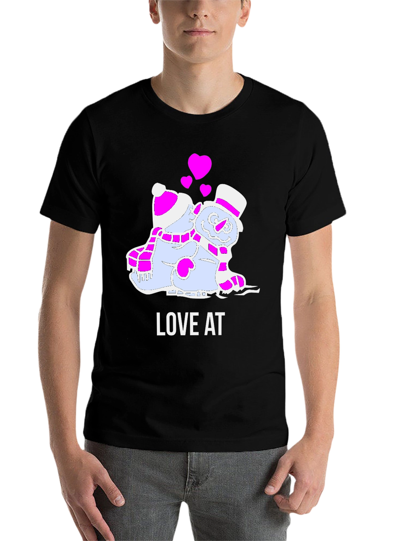 Black Love at First Ice: Snowman Couple T-Shirt view 7