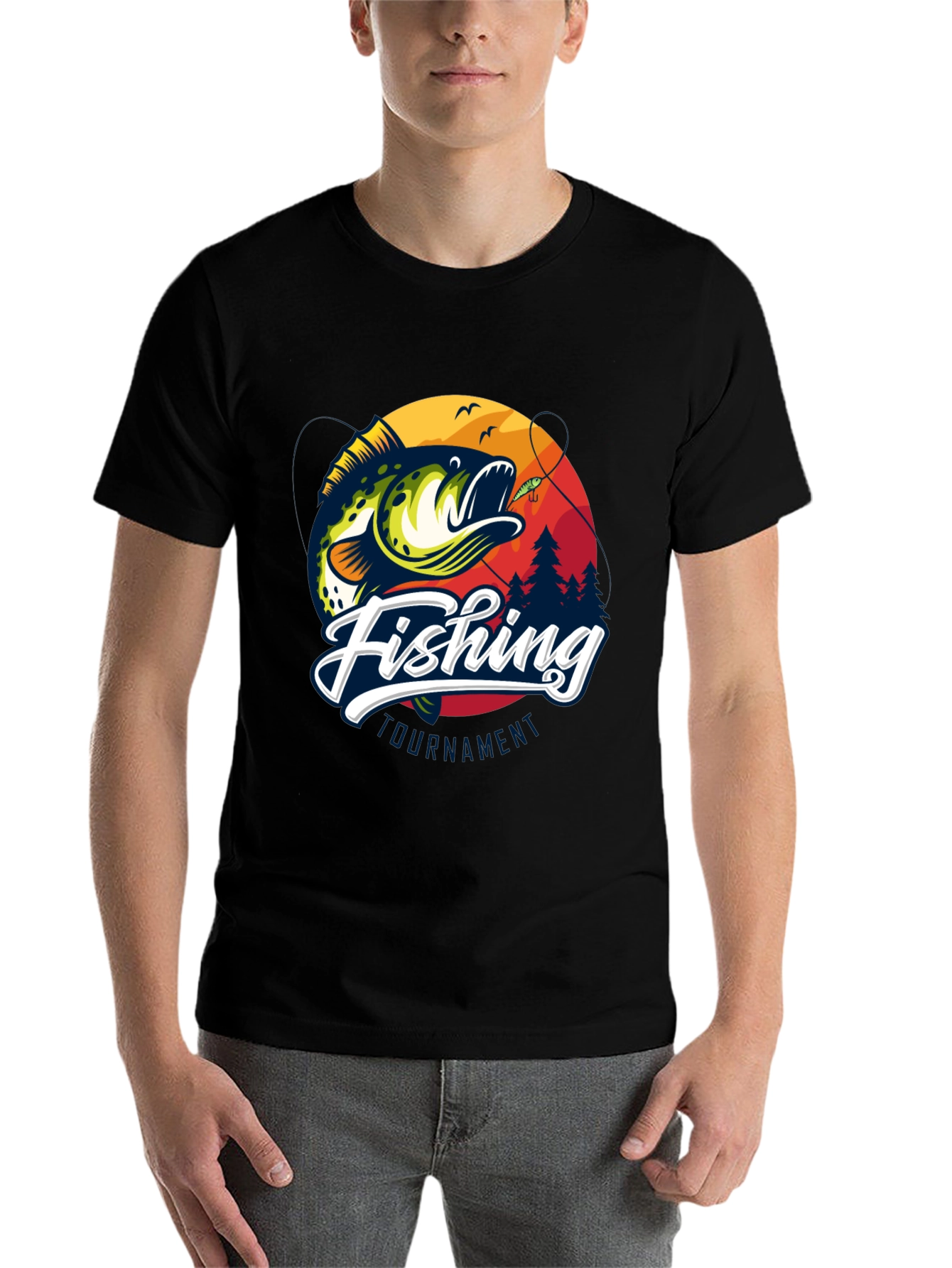 Black Fishing Tournament Black Graphic Tee view 7