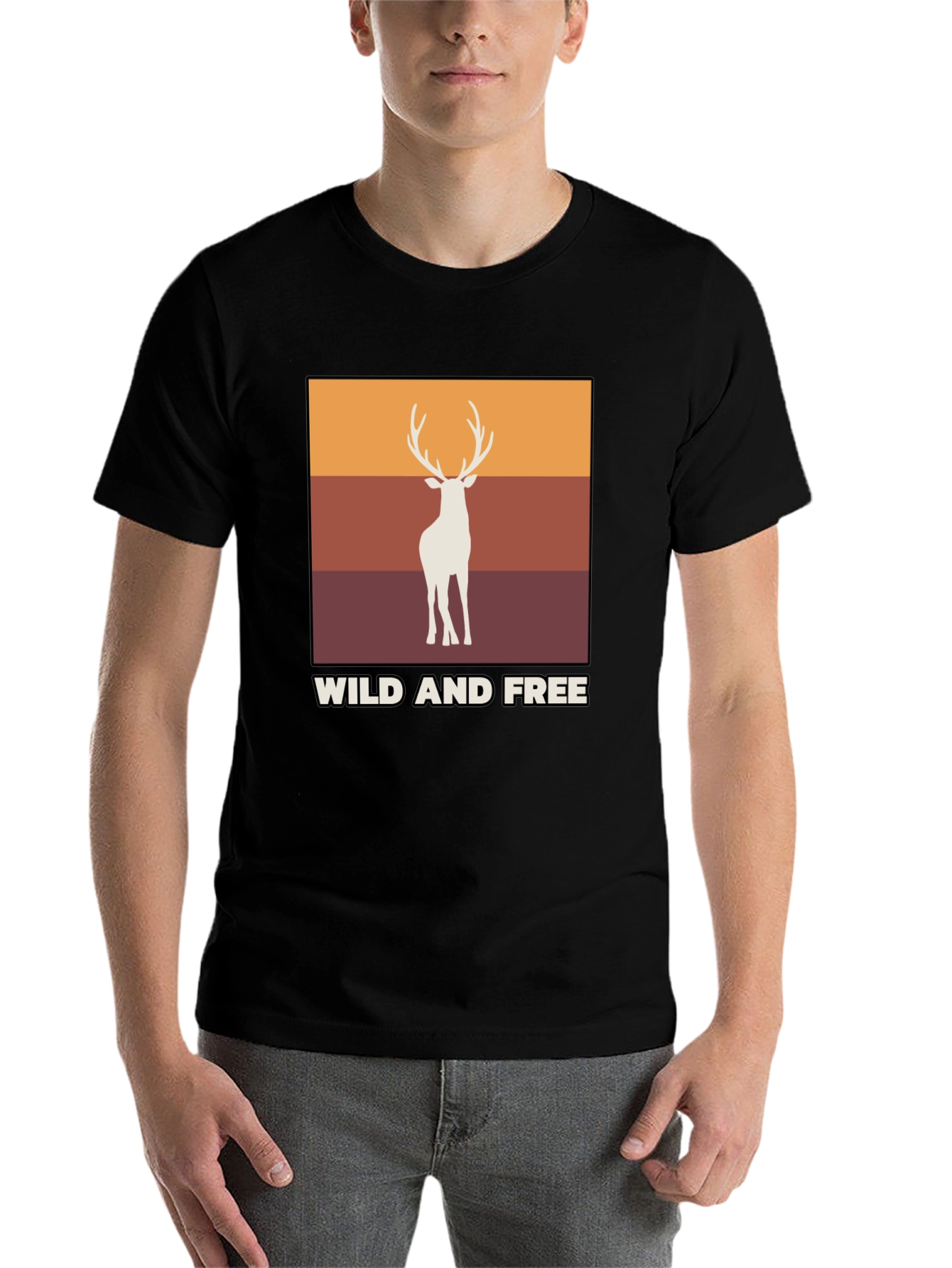 Black Wild and Free Deer Graphic Tee view 7
