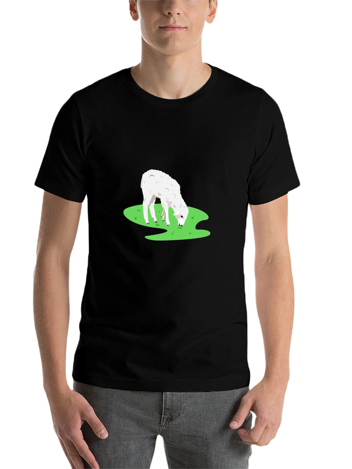 Black Black T-Shirt with Sheep Graphic view 7