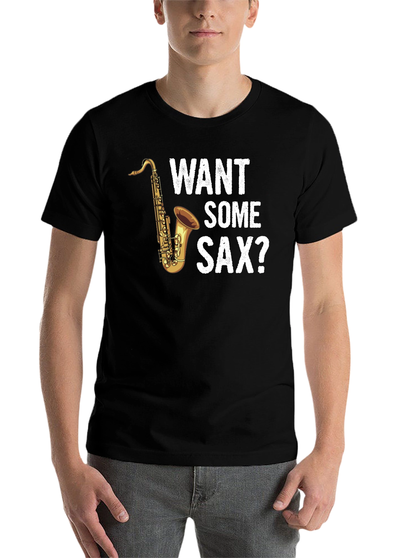 Black Want Some Sax? T-Shirt view 7
