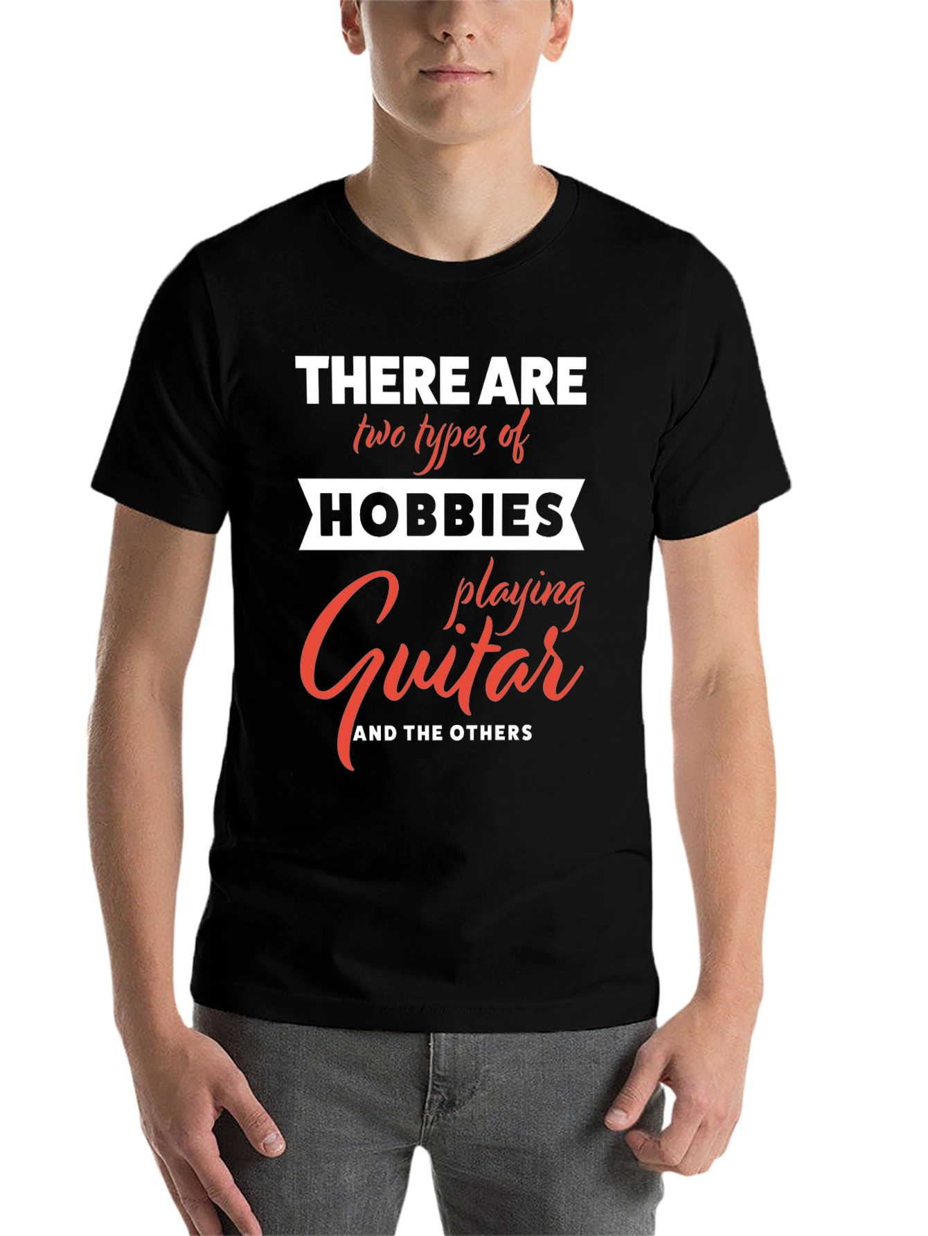 Black Guitar Hobby T-Shirt view 7