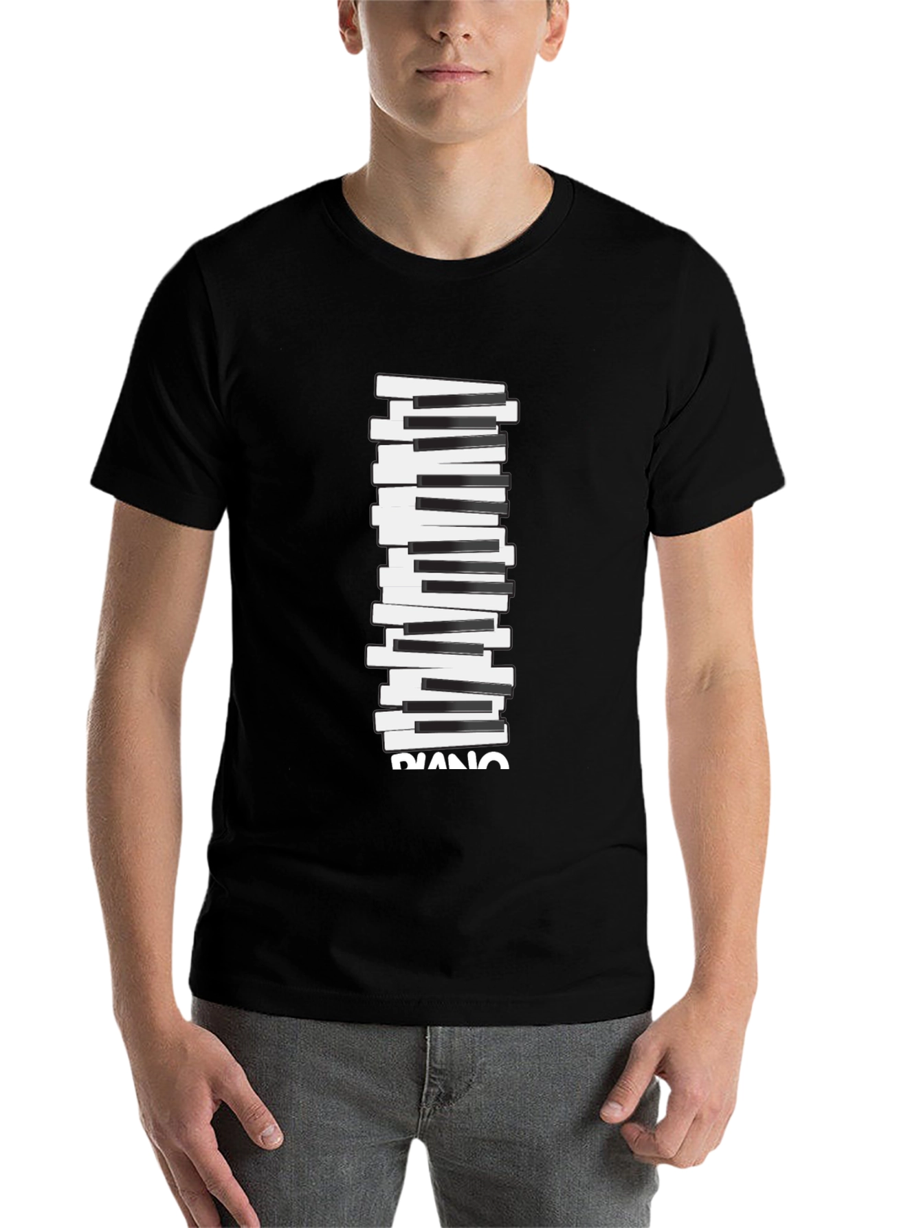 Black Piano Keys Graphic Print T-Shirt view 7