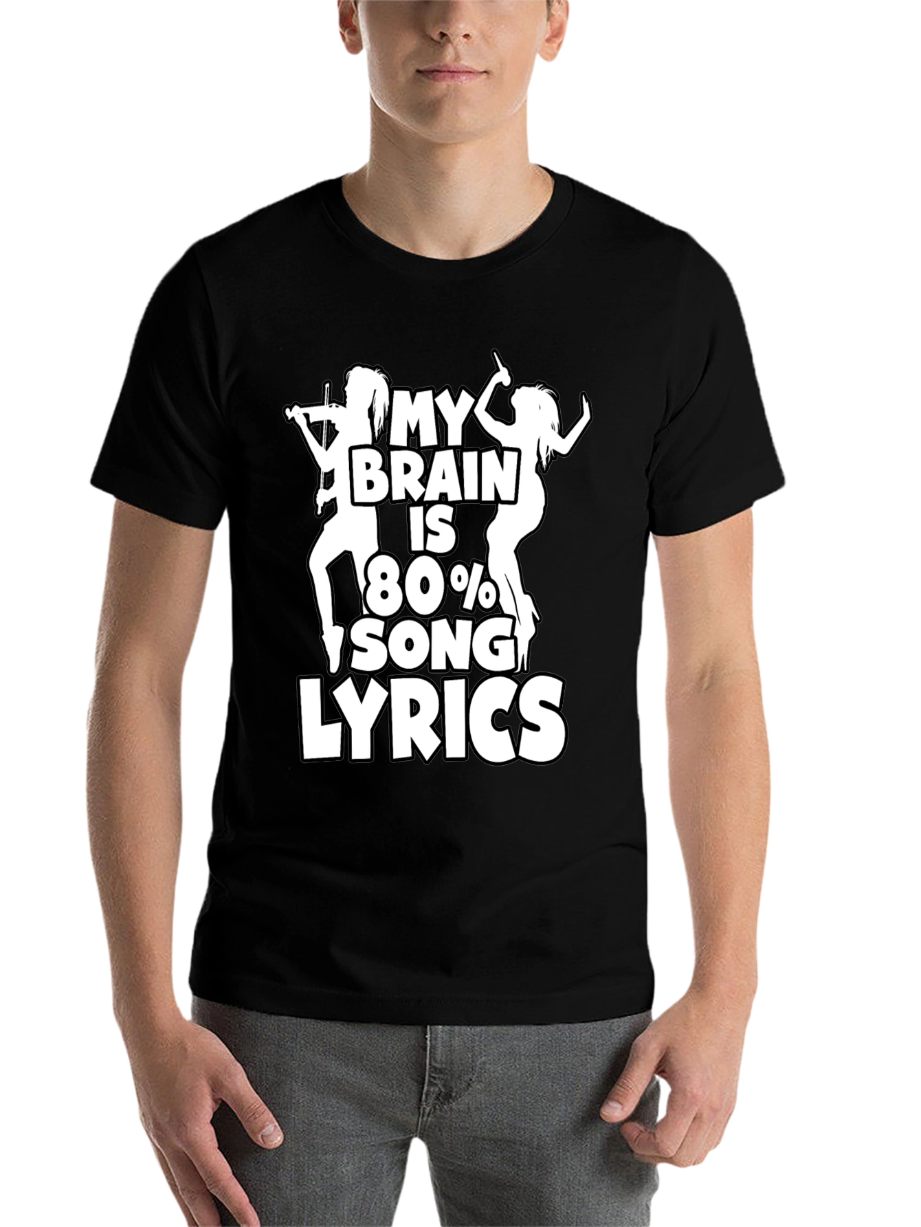 Black My Brain is 80% Song Lyrics Graphic T-Shirt view 7