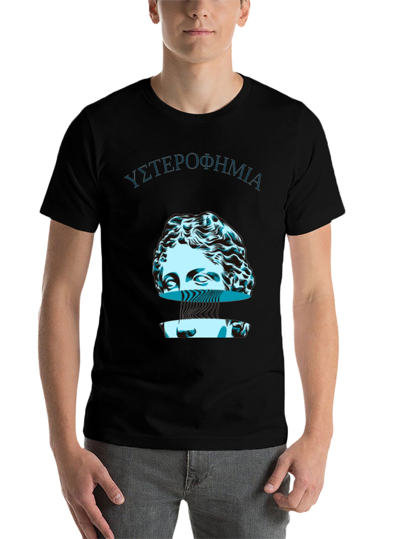 Black Abstract Bust Graphic Tee view 7