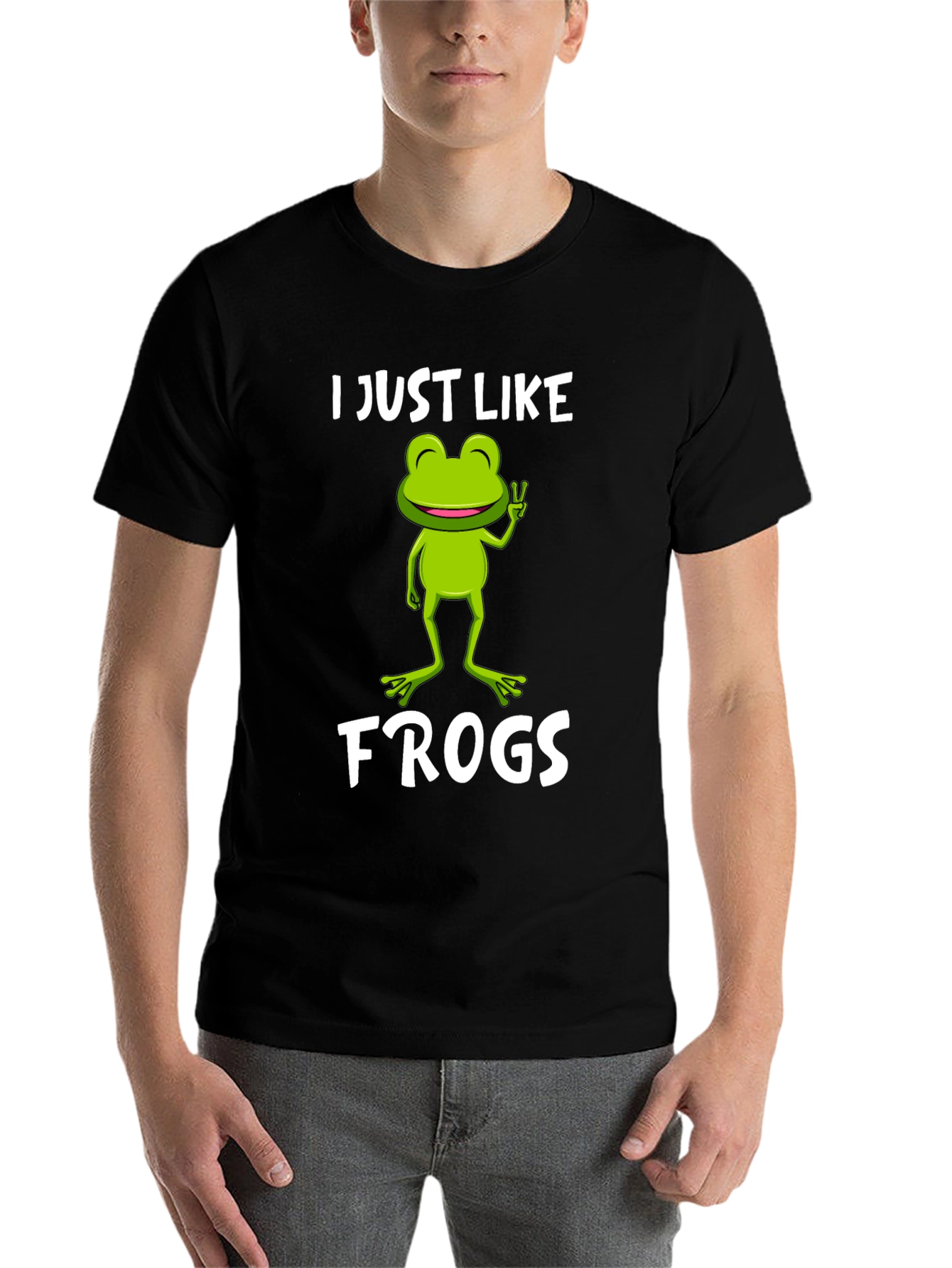 Black Funny Frog Lover T-Shirt - I Just Like Frogs Tee view 7
