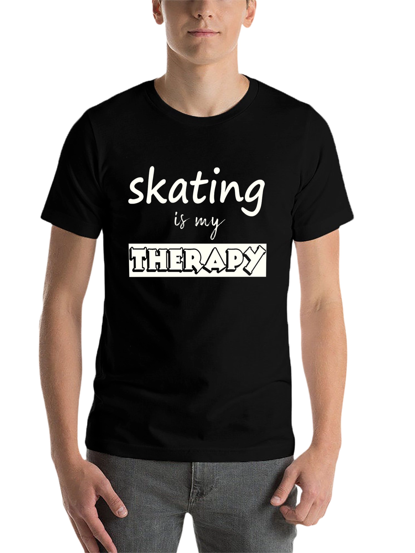 Black Skating is my Therapy Black Graphic T-Shirt view 7