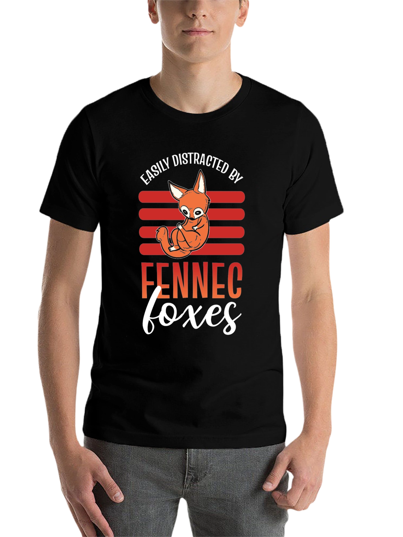 Black Fennec Fox Distraction T-Shirt view 7
