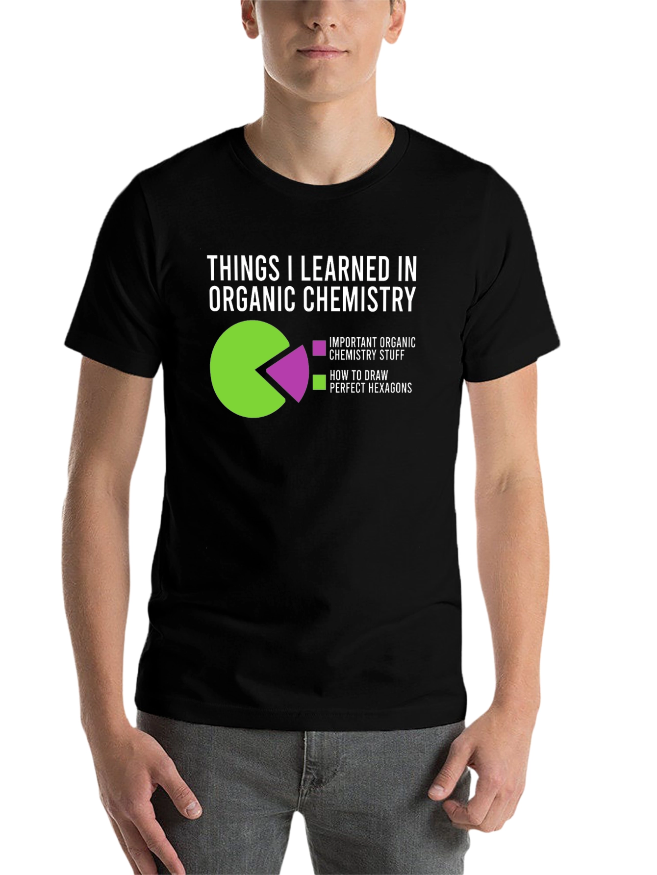 Black Organic Chemistry Hexagons T-Shirt - Funny Science Tee view 7