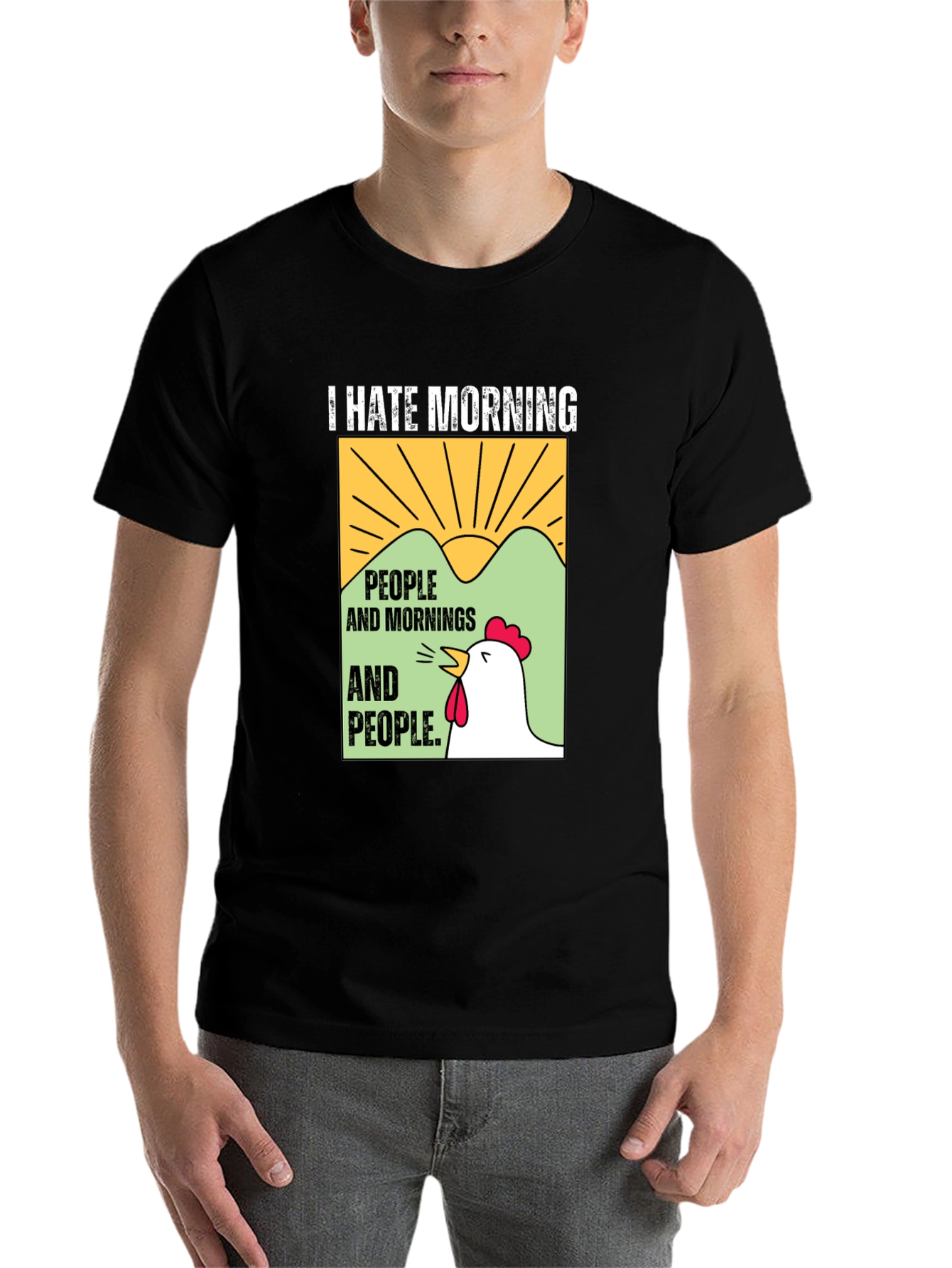 Black I Hate Morning People T-Shirt view 7