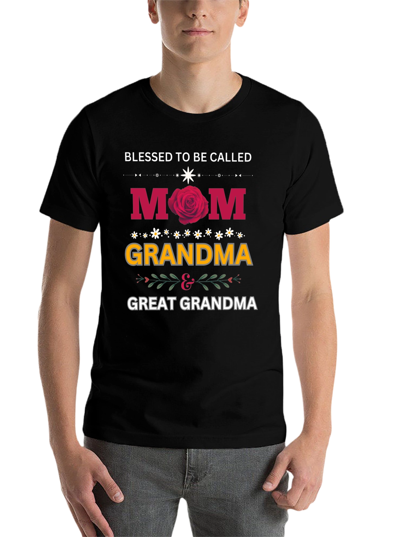 Black Blessed To Be Called Mom Grandma Great Grandma T-Shirt view 7