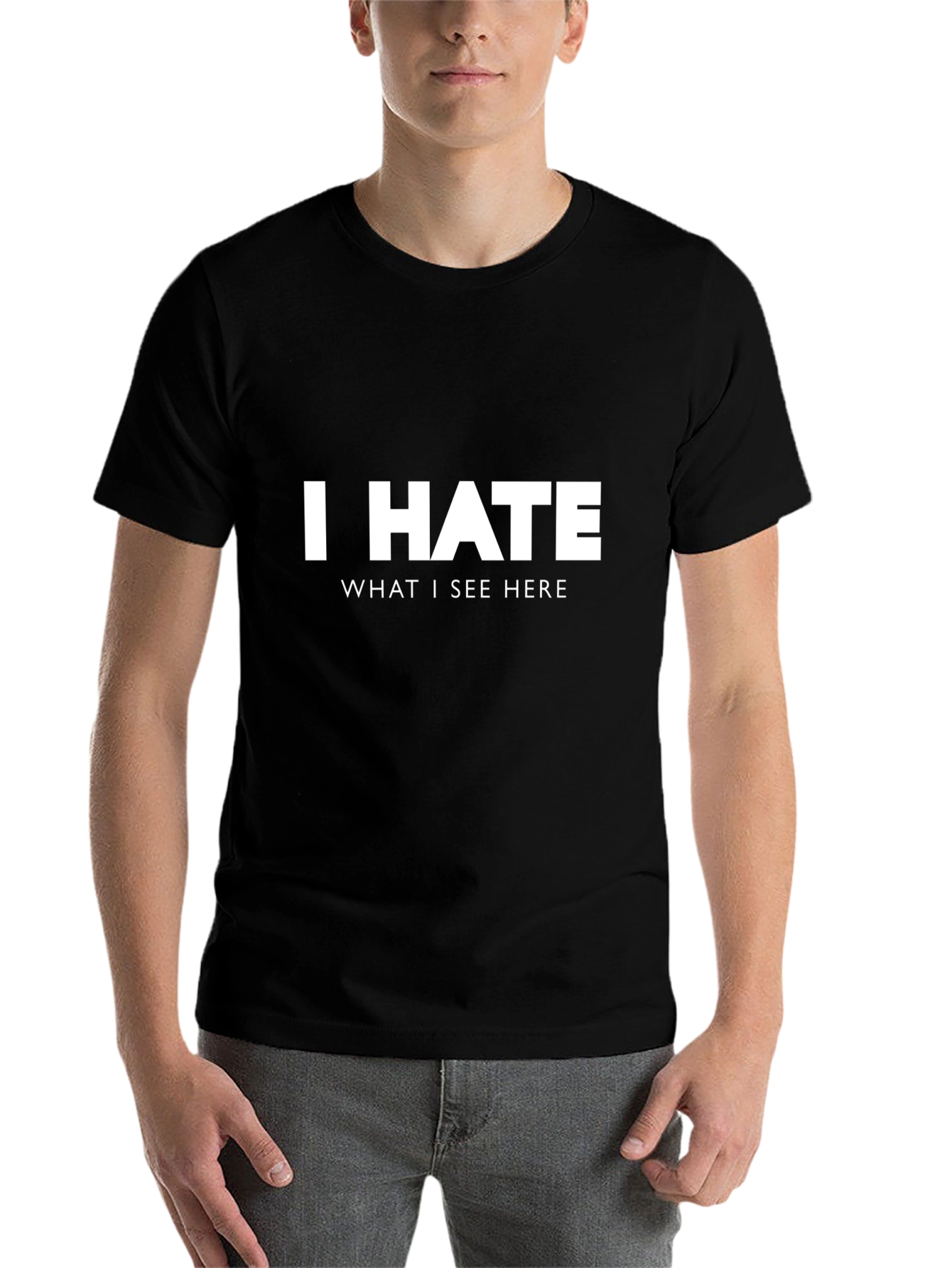 Black I HATE T-Shirt - Funny Sarcastic Tee view 7