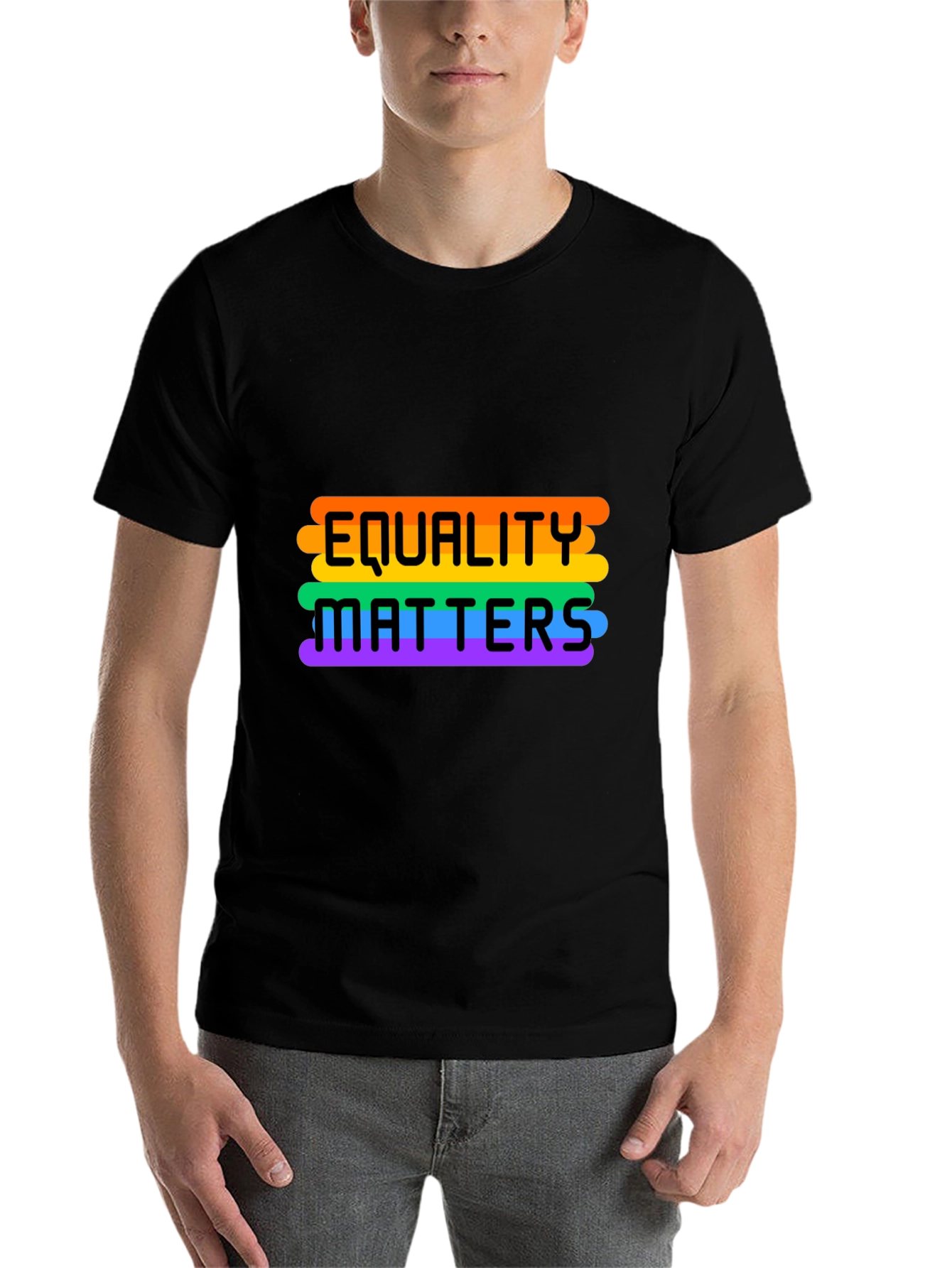Black Equality Matters Rainbow Pride T-Shirt view 7