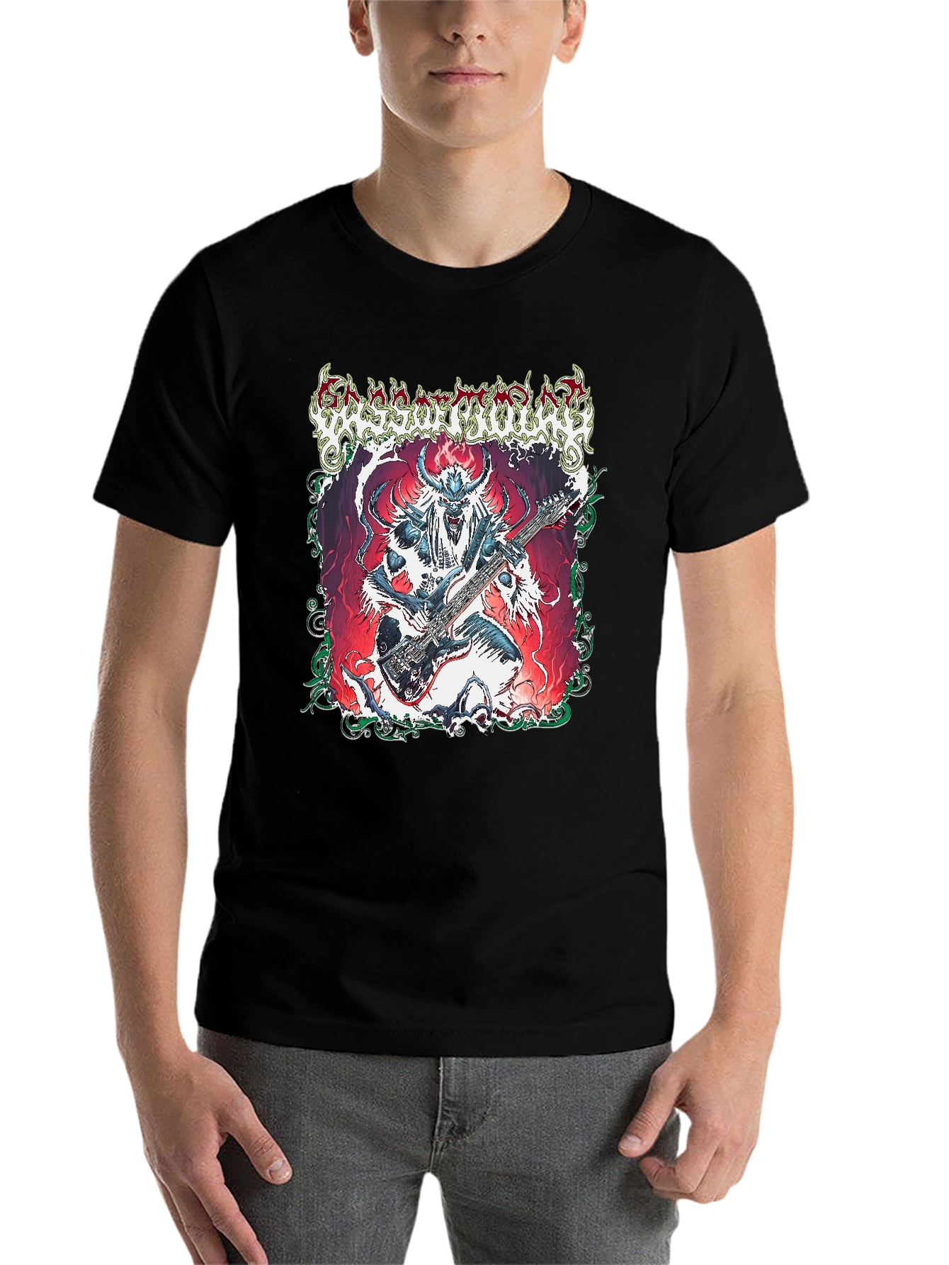 Black Black Graphic Tee - Heavy Metal Guitarist view 7